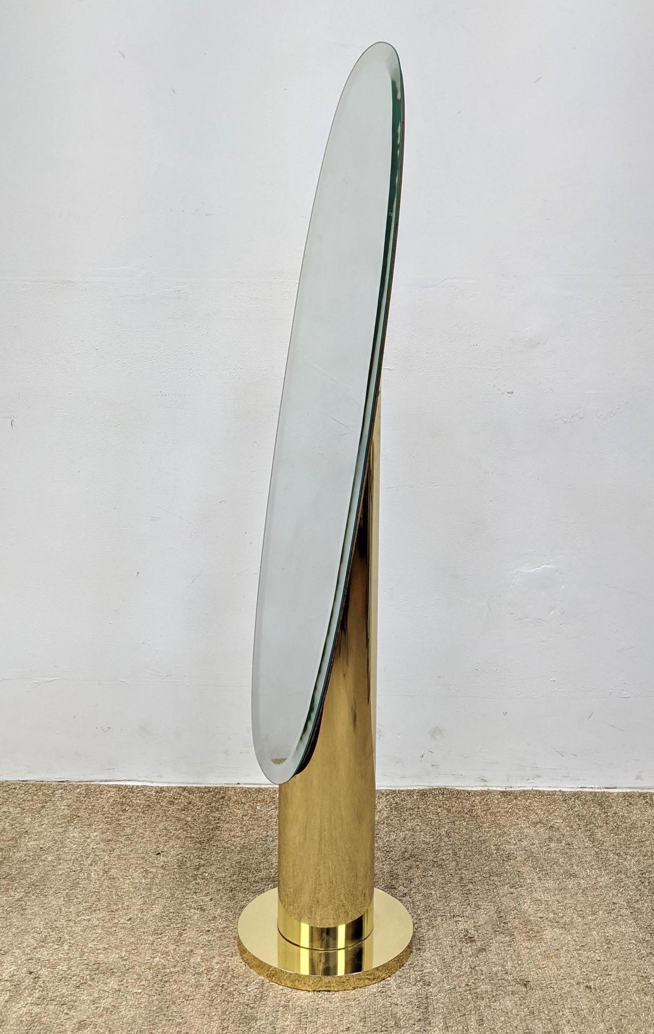 Floor Model Oval Mirror on Gold Tone Stand. Modern Chev (1 of 10)