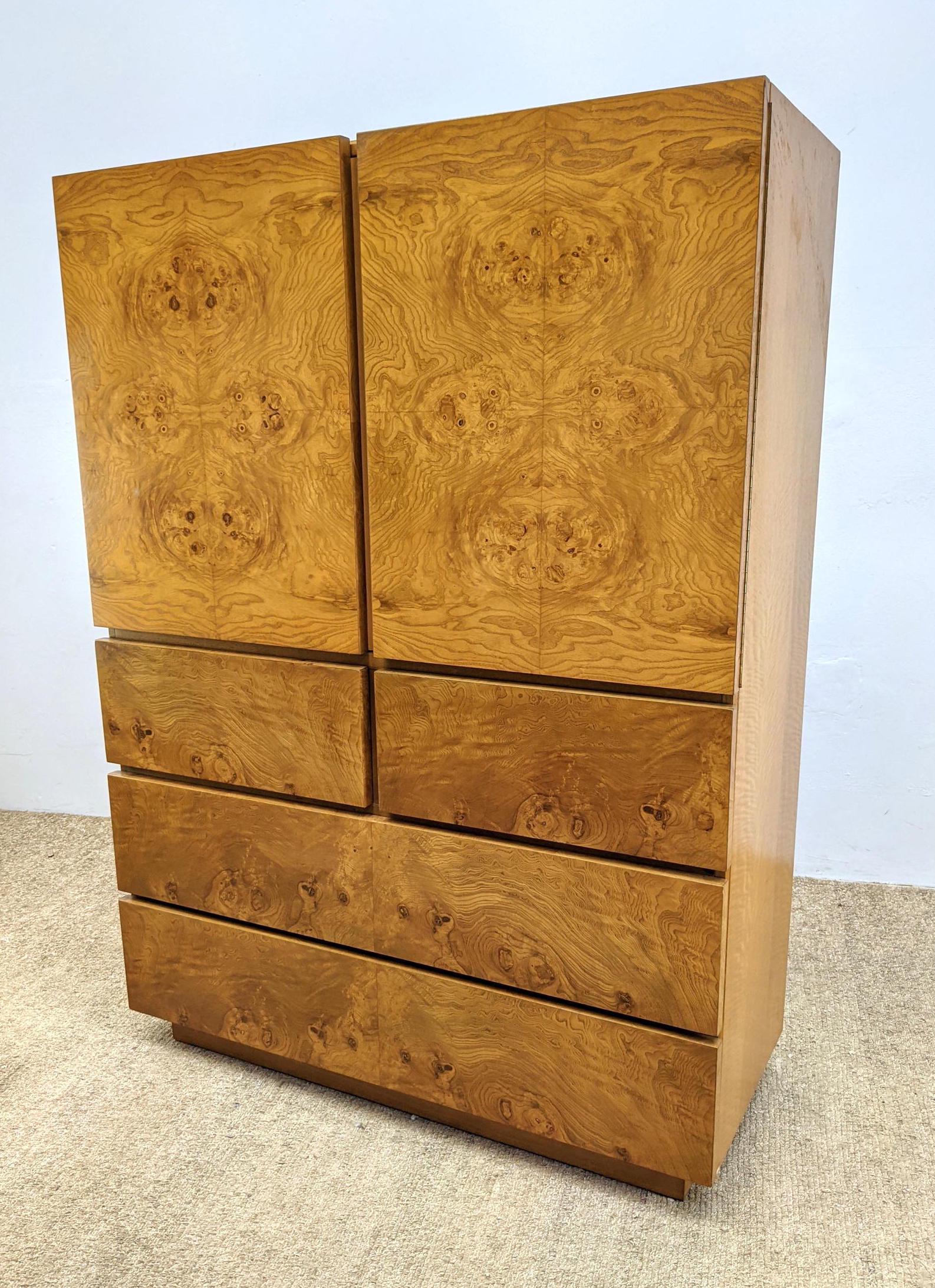 LANE Burl Wood Tall Chest Chiffarobe. Milo Baughman Sty (1 of 16)