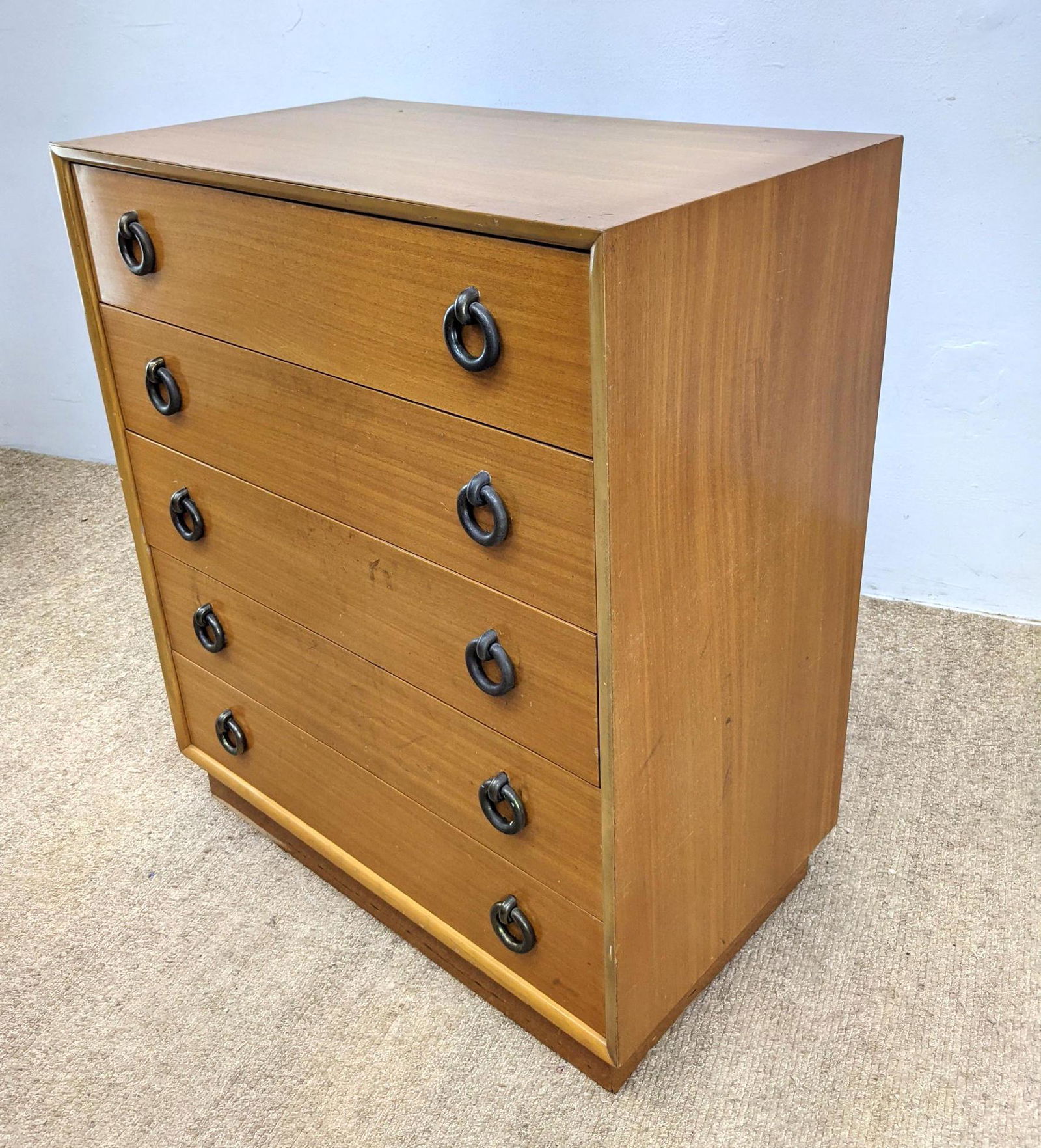Modernist Blond Wood Tall Dresser Chest Of Drawers. Rob