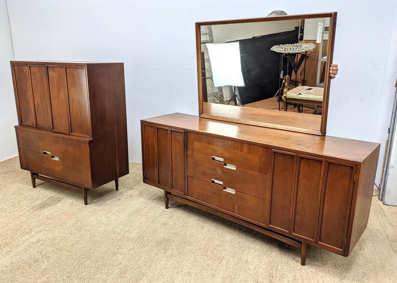 American of Martinsville Bedroom Set. Tall Chest, Low: American of Martinsville Bedroom Set. Tall Chest, Low Dresser and Mirror. -- Dimensions: H: 49.5 inches: W: 40.5 inches ---