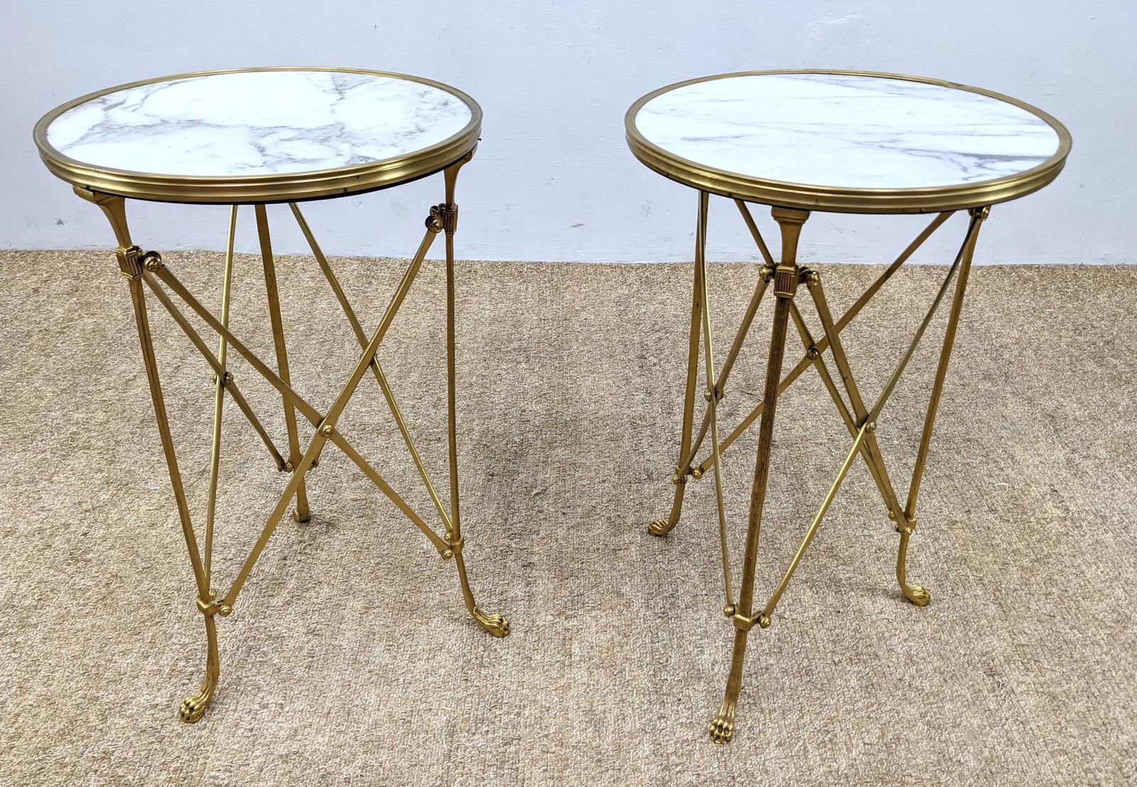 Pr Brass Gueridon Regency style Side Tables. Paw Feet. (1 of 10)