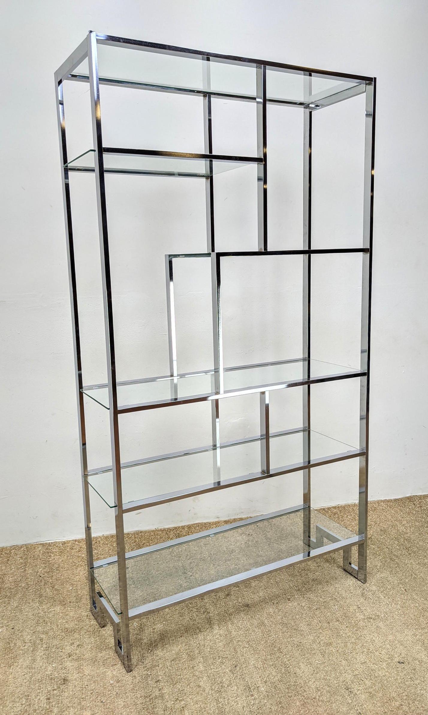 MILO BAUGHMAN Chrome Etagere Shelf Unit. Chrome and gla (1 of 9)