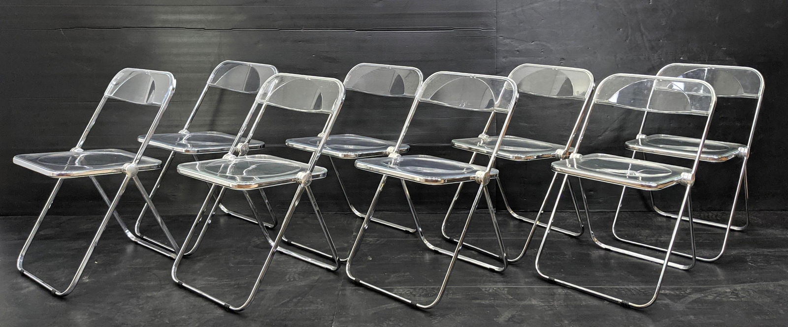 set 8 CASTELLI Italy Lucite Acrylic Folding Chairs. (1 of 14)