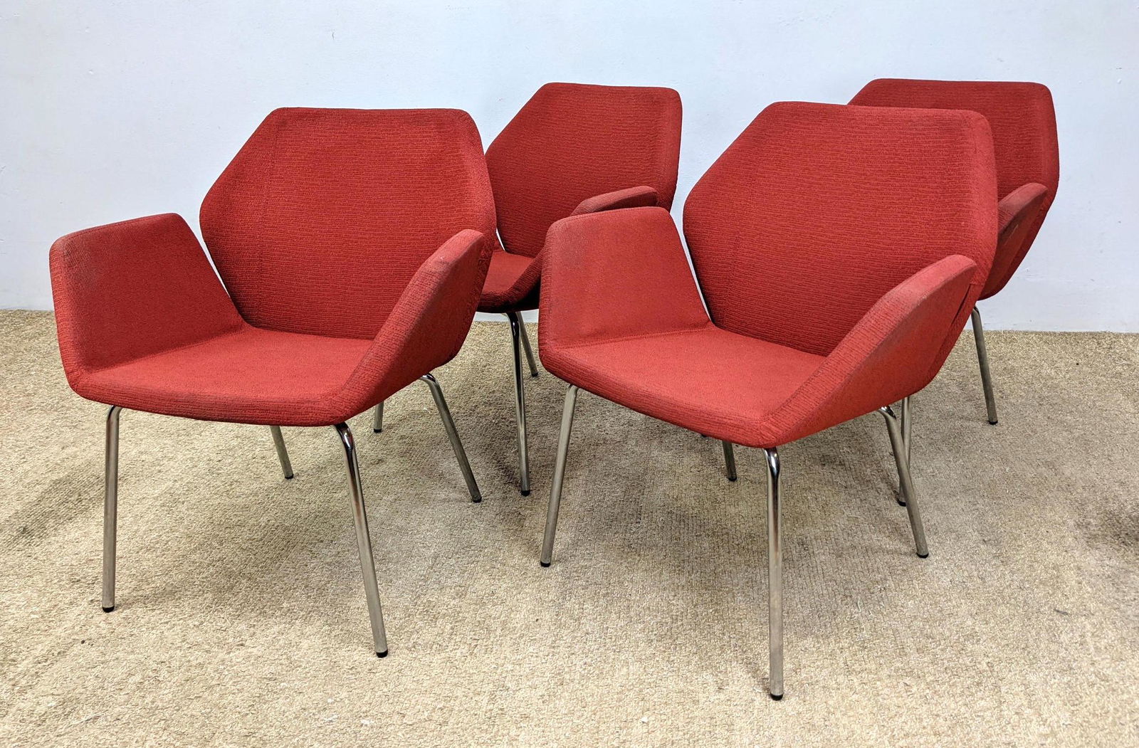 Set 4 KEILHAUER Arm Chairs. Chrome bases. (1 of 12)