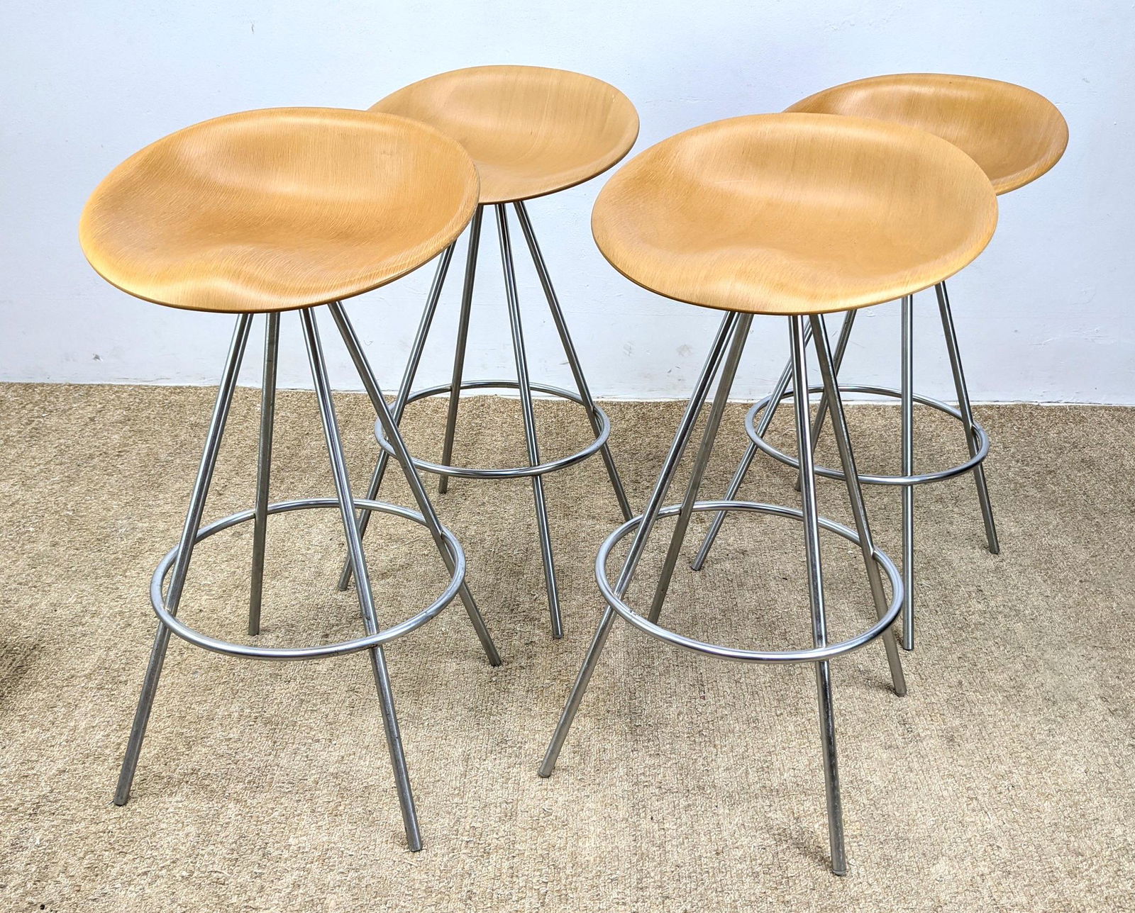 Set 4 ALLERMUIR Barstools.  Wood and Chrome Bar Stools. (1 of 12)
