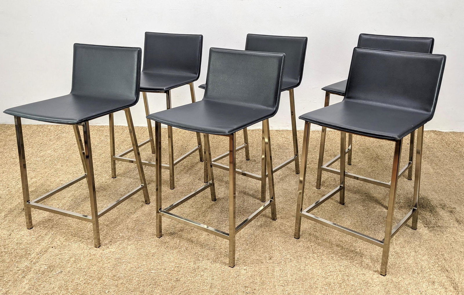 Set 6 Contemporary Bar Stools.  Chrome frame barstools. (1 of 11)