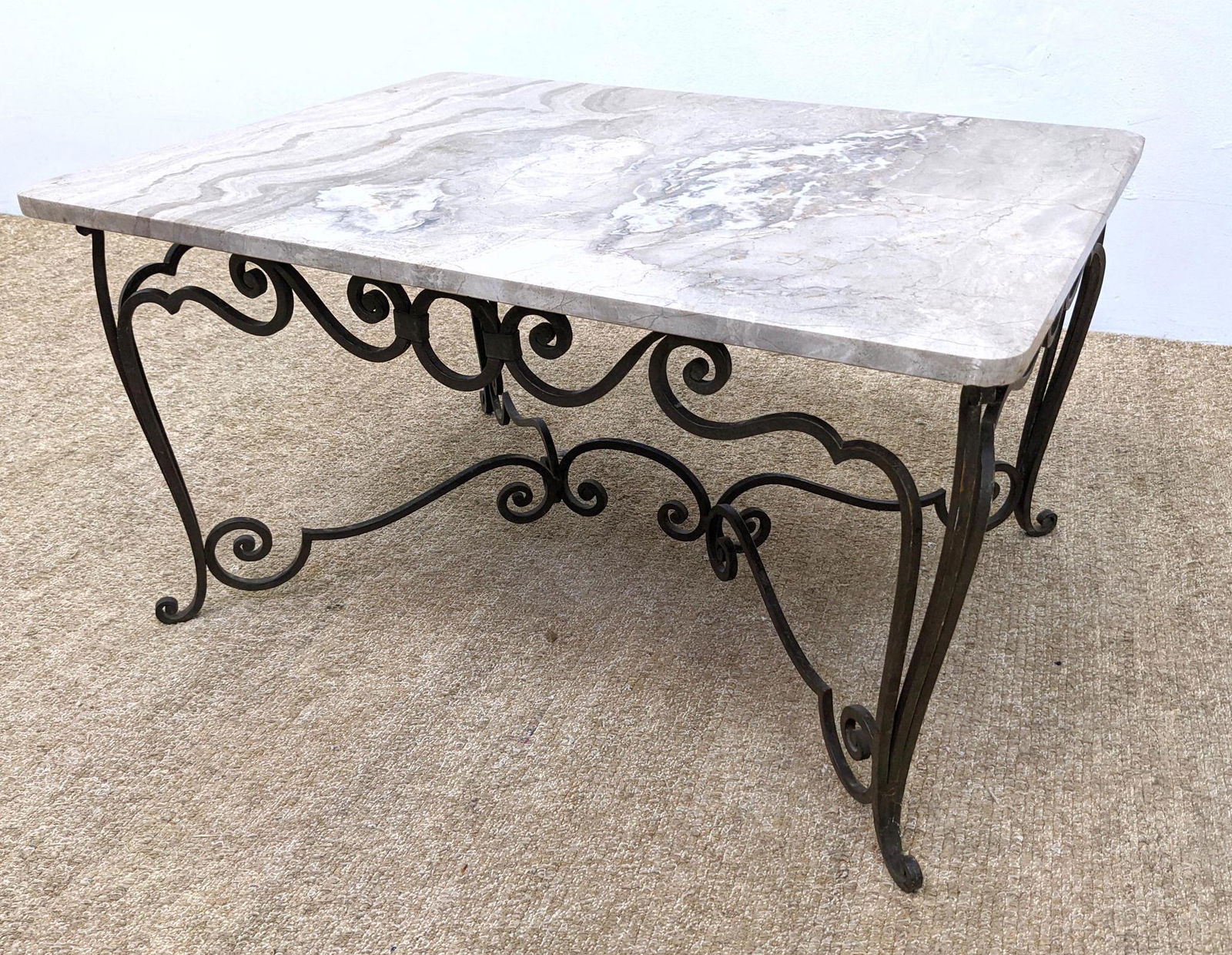 French Style Marble and Iron Coffee Cocktail Table. Scr (1 of 14)