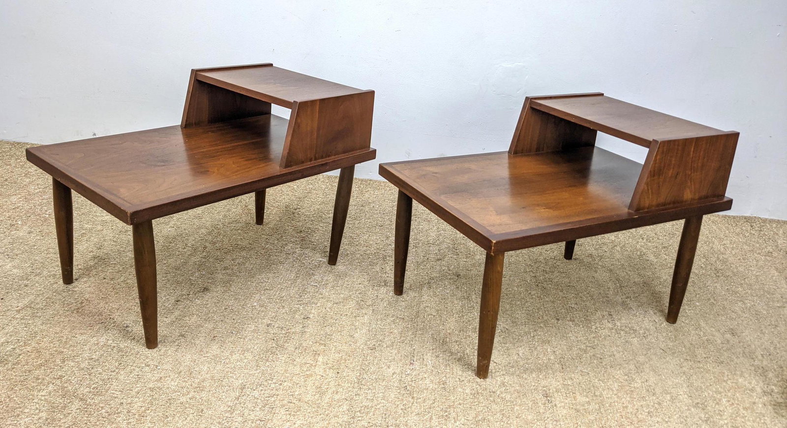 Pair American Modern Step Side Tables. Lane style. (1 of 10)