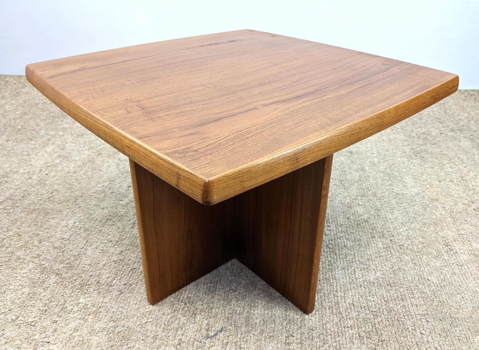 Danish Modern Teak Side Table.: Danish Modern Teak Side Table. -- Dimensions: H: 19.5 inches: W: 25.5 inches: D: 25.5 inches ---