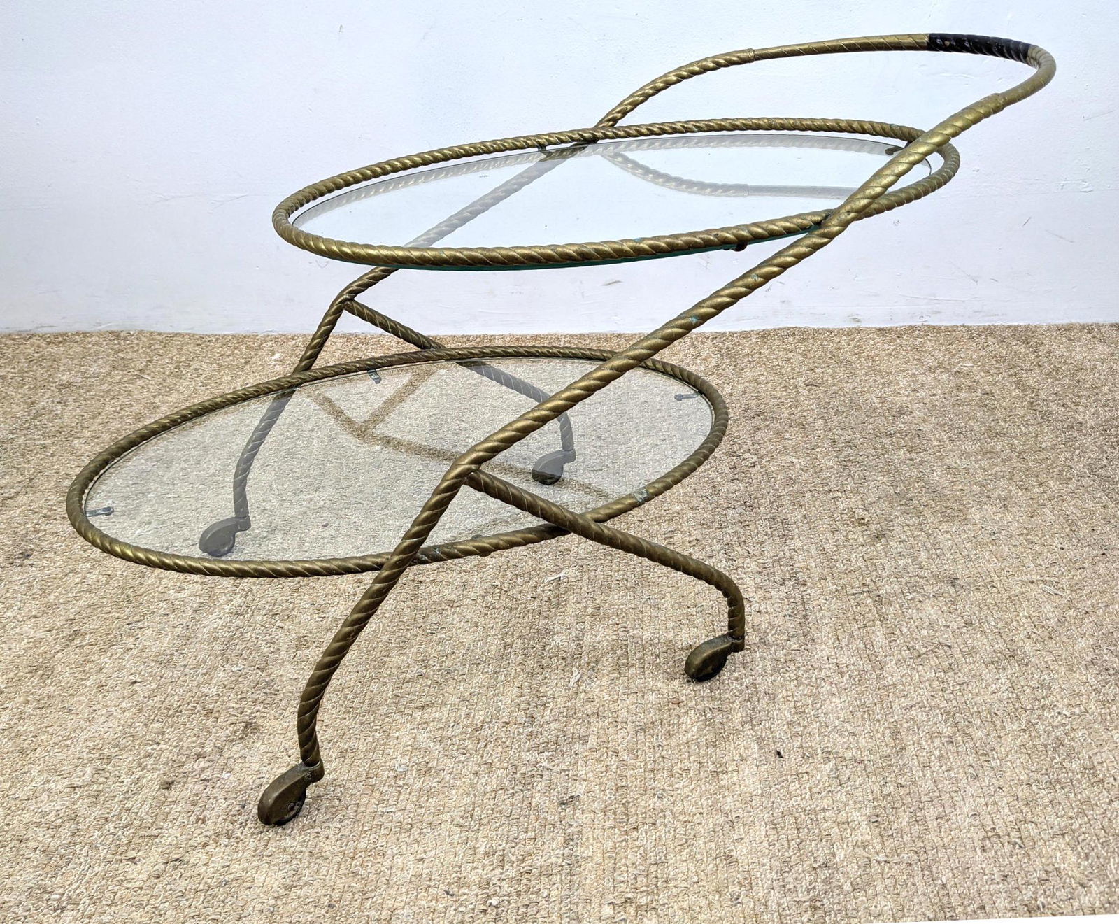 Low Italian Style Bar Cart Server. Two oval inset glass (1 of 10)