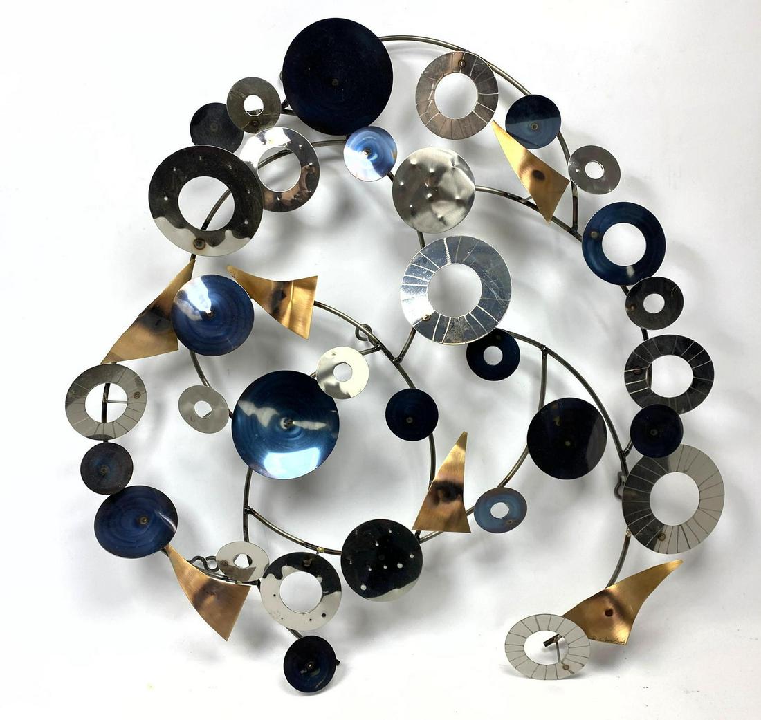 C. Jere 2006 Mixed Metal Wall Sculpture.: C. Jere 2006 Mixed Metal Wall Sculpture. -- Dimensions: H: 26 inches: W: 25 inches: D: 4 inches ---