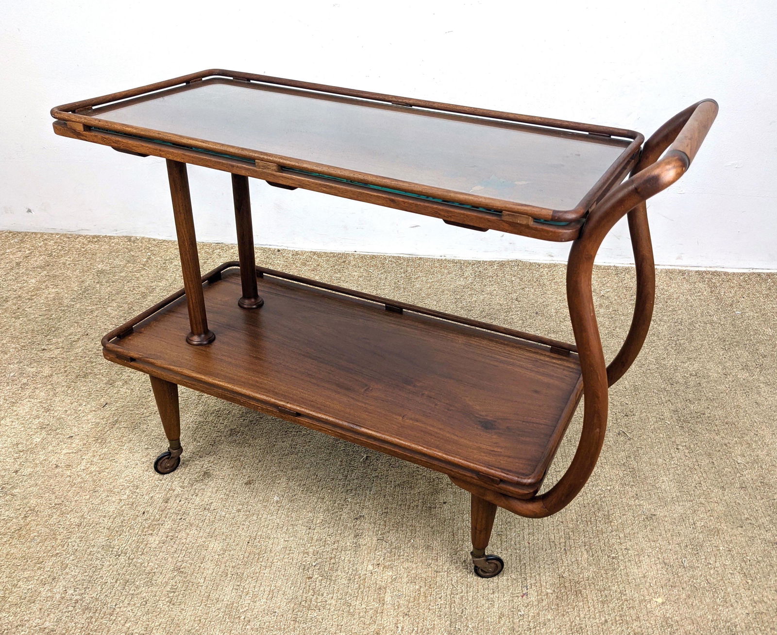 French Deco style Rolling Modernist Serving Cart. Inlai (1 of 15)