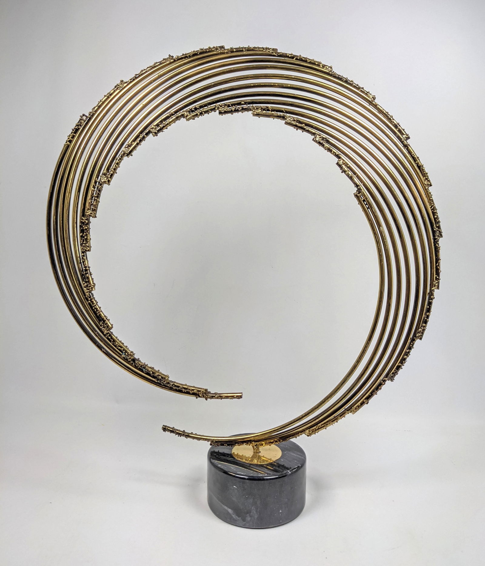 C JERE Table Sculpture. Metal Swirl on Marble Base.  Un (1 of 11)