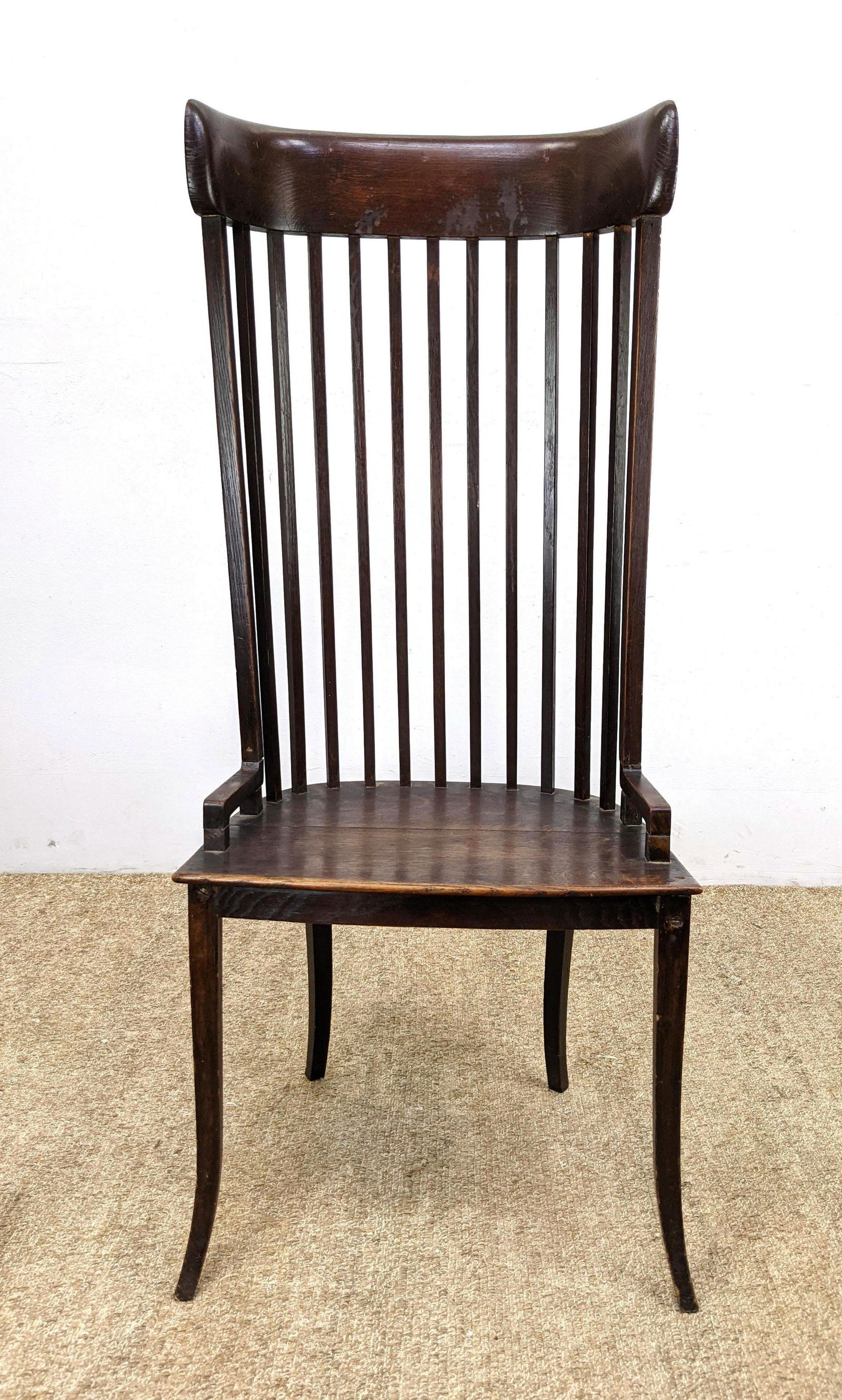 Vintage Oak Tall Spindle Back Chair. William Morris Sty (1 of 13)