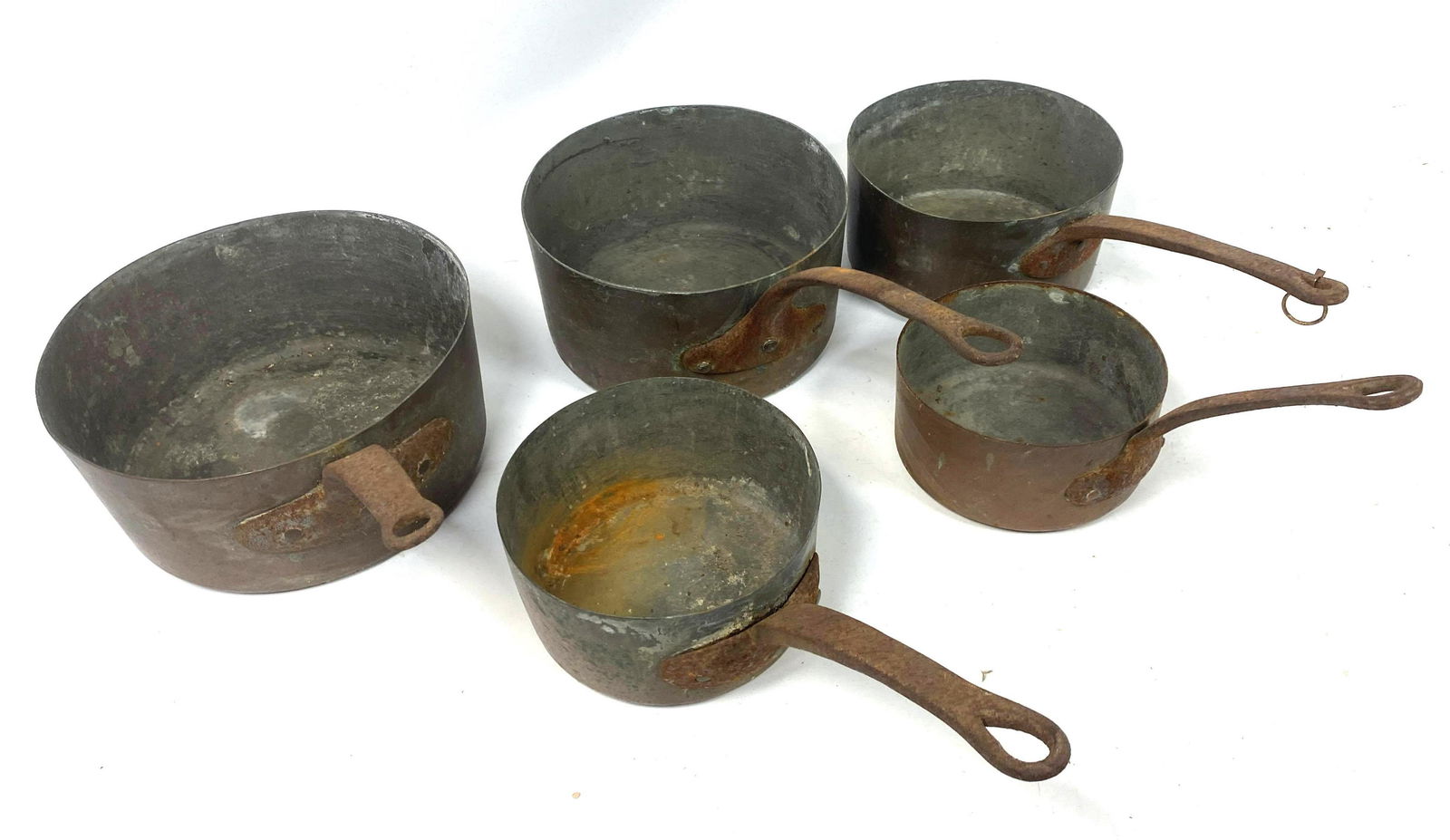 Set 5 Copper Clad Vintage Sauce Pans Pots. (1 of 11)