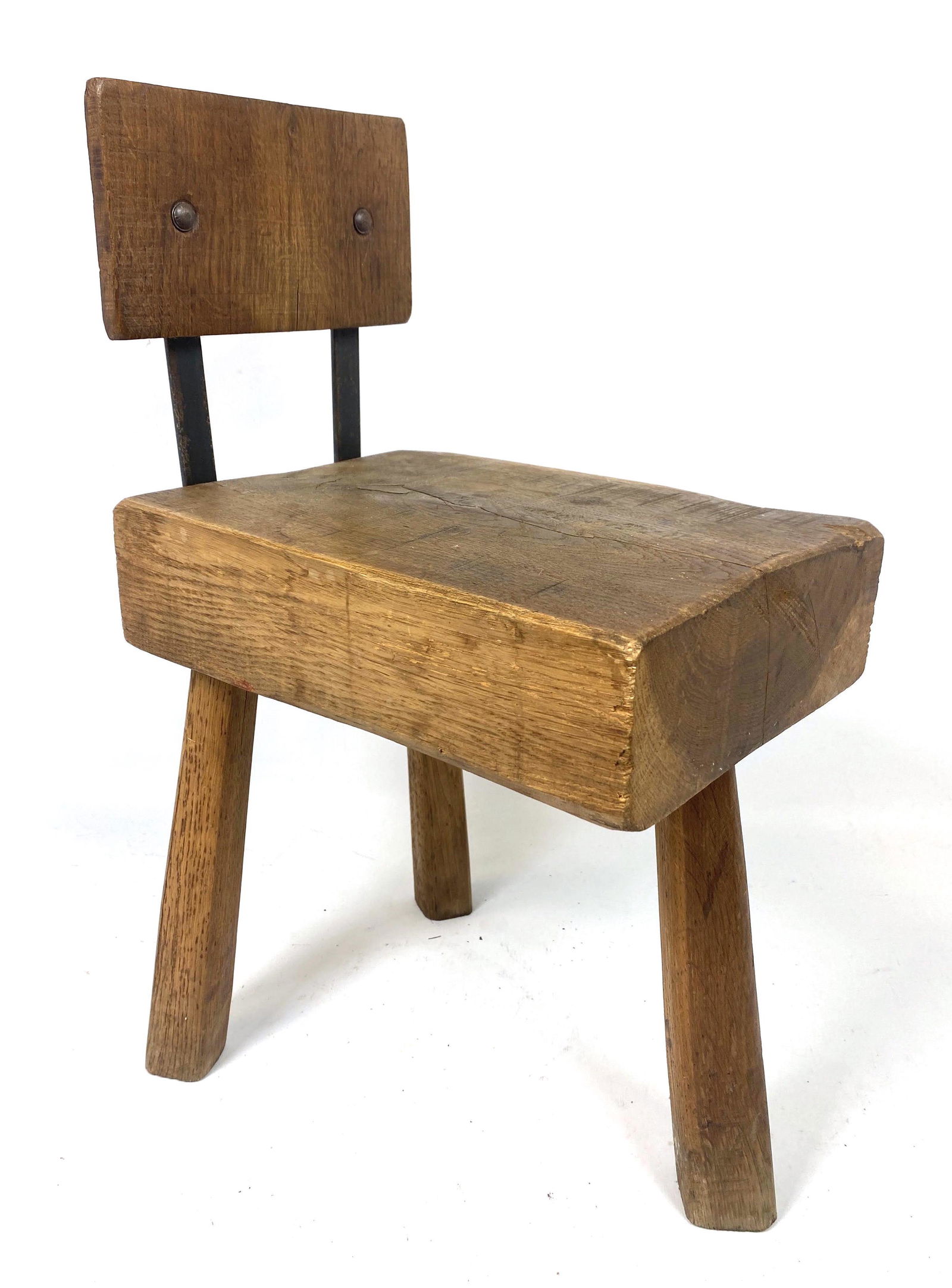 Primitive 3 legged stool Chair. Thick seat (1 of 8)
