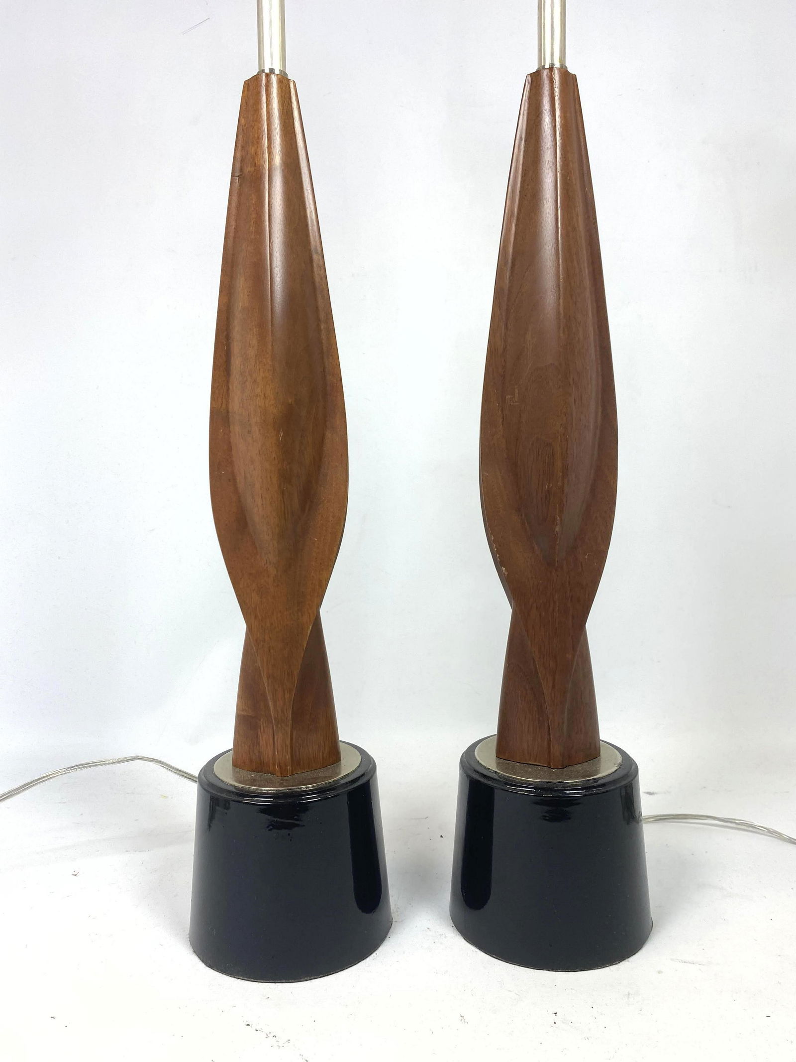Pr Laurel style Sculptural Carved Wood Table Lamps. New (1 of 8)