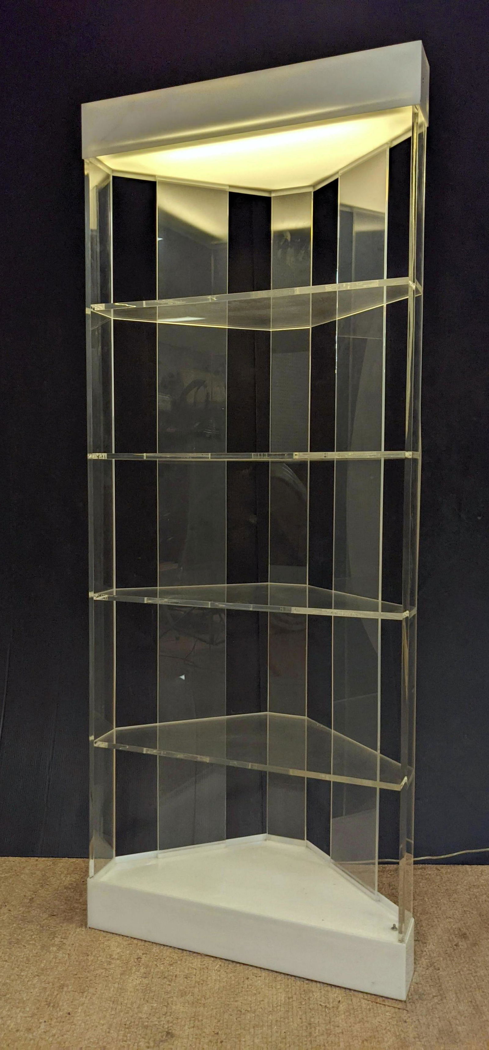 Lucite and Acrylic Corner Shelf. Light Up Etagere Corne (1 of 15)
