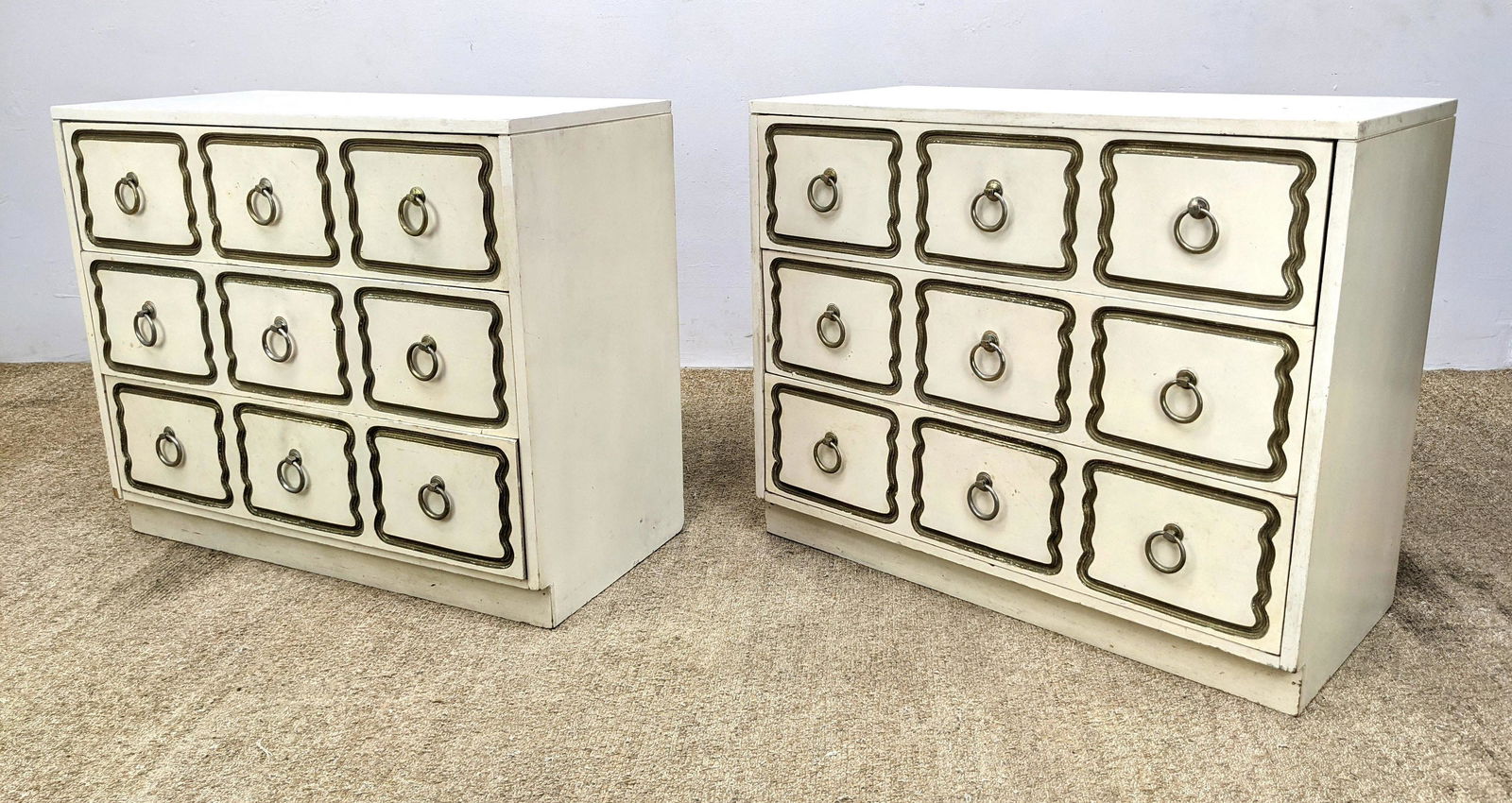 Pr Off White DOROTHY DRAPER Style Bachelor's Chests. Go (1 of 16)