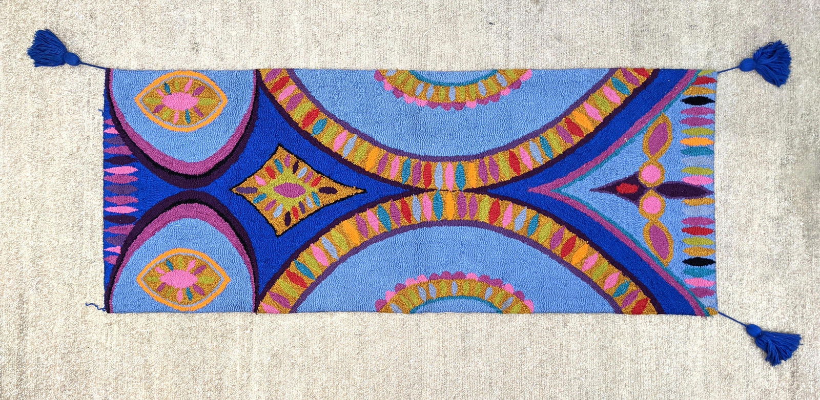 6'5" x 2'7" CYNTHIA SARGENT Colorful Hooked Rug Wall Ha (1 of 14)