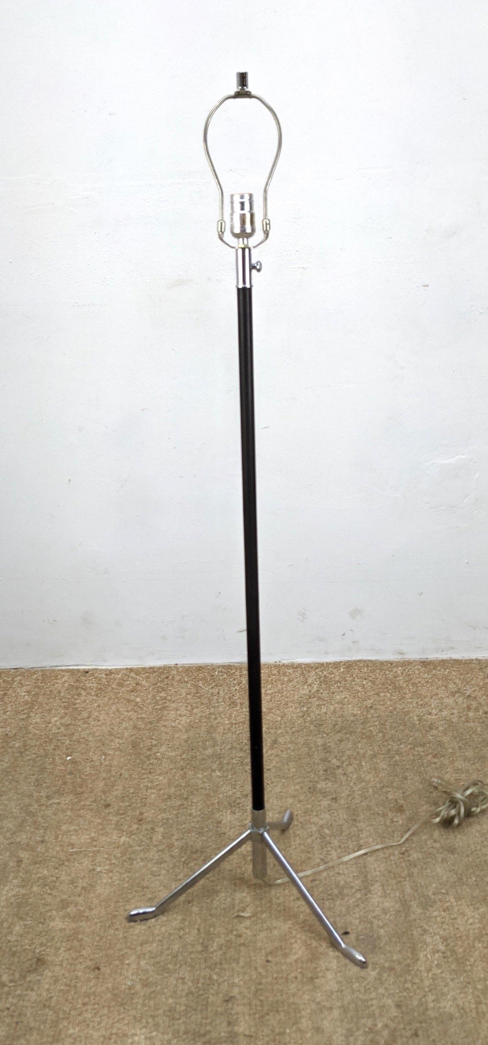 Adjustable Floor Pole Lamp. Chrome and wrapped in black (1 of 9)