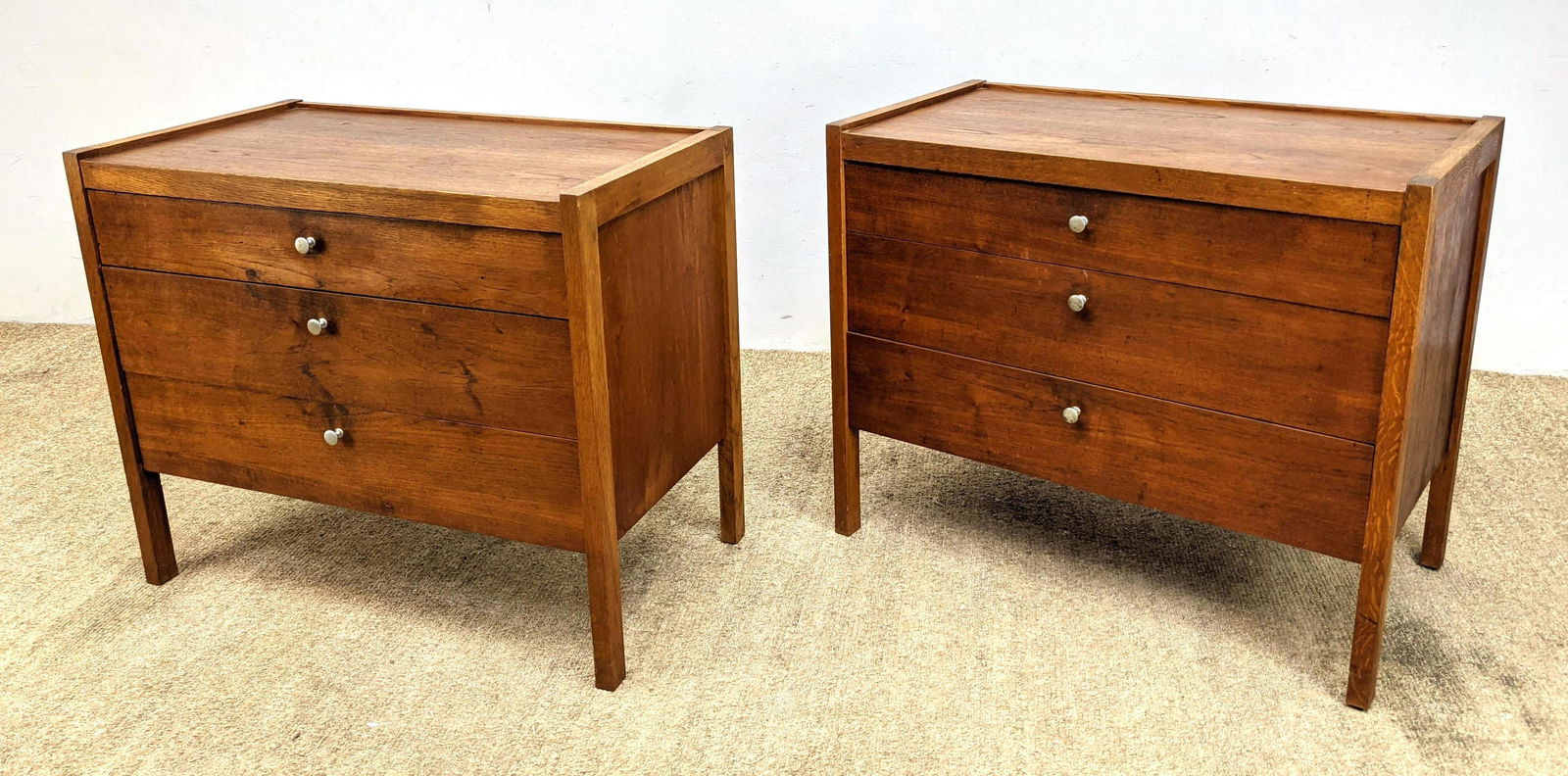 Pair American Modern Walnut Bachelor Chest Dressers. (1 of 15)