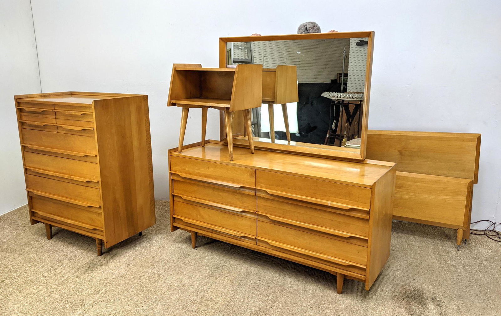 5pcs American Modern Bedroom set. Tall Chest, Low Dress (1 of 20)