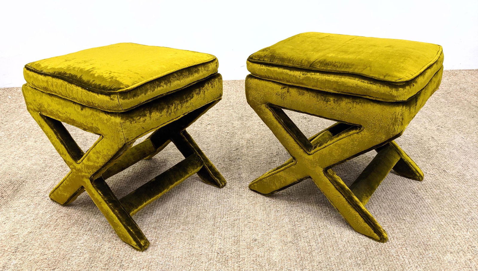 Pair Billy Haines style Fully Upholstered Bench Foot St (1 of 10)