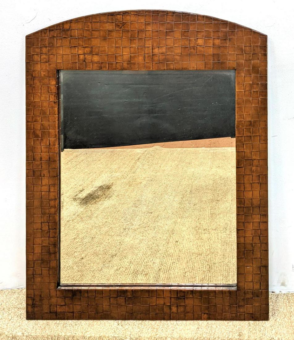 Woven Brown Leather Framed Wall Mirror. Decorator. LEXI (1 of 7)