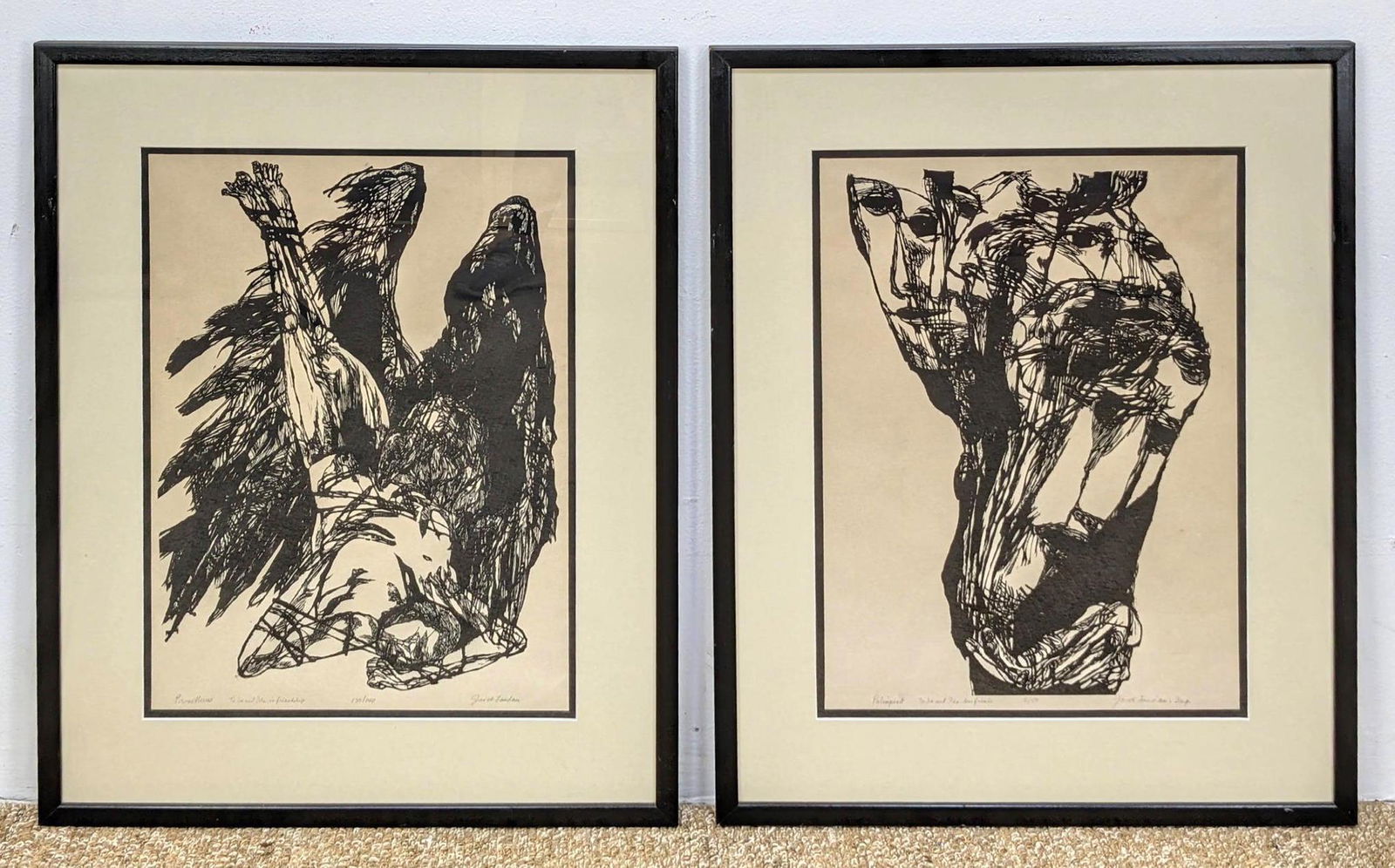 2pcs Jacob Landau Signed Numbered Woodcuts (1 of 16)