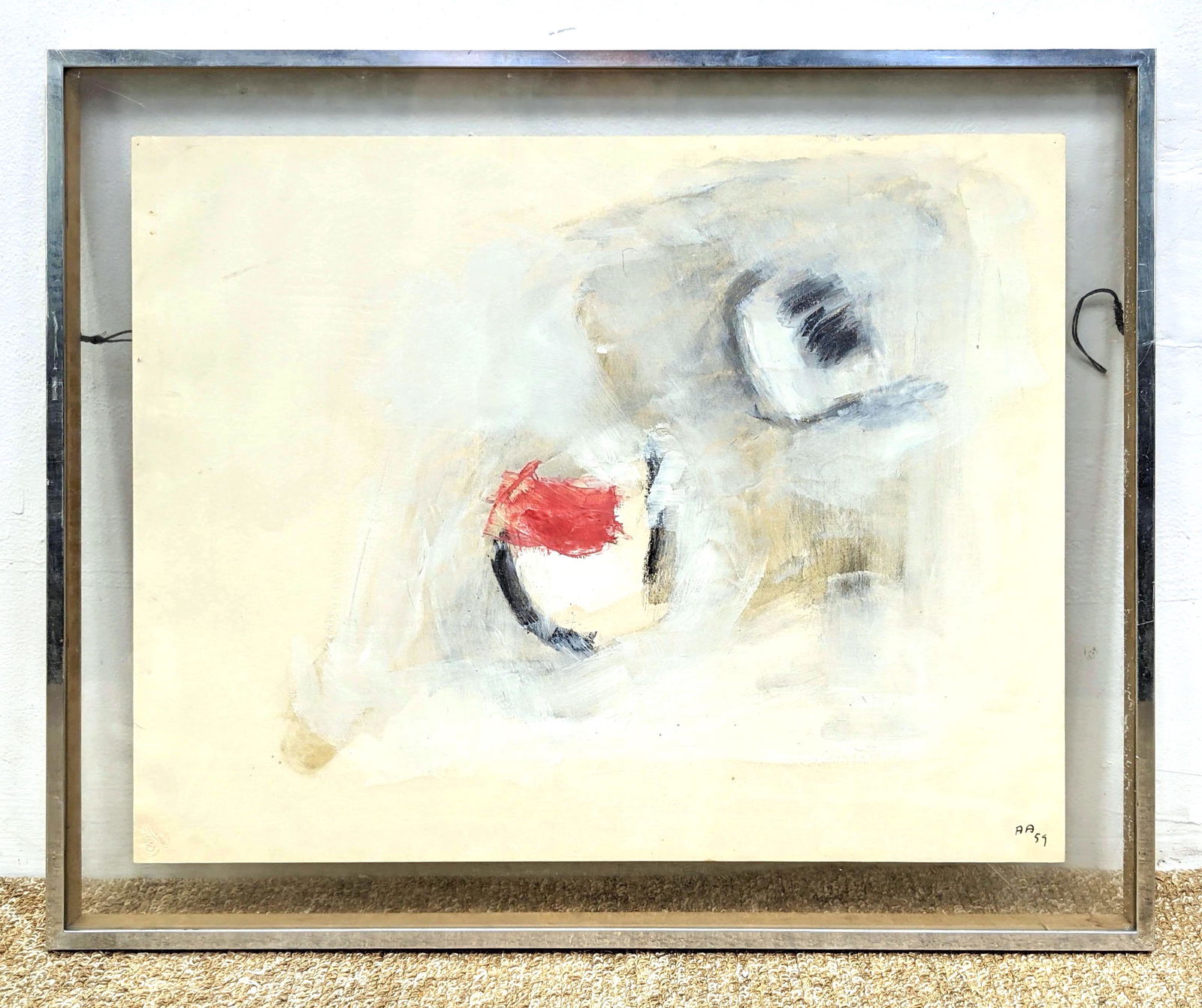 Modernist Abstract Painting on Paper. Signed AA 59. (1 of 10)