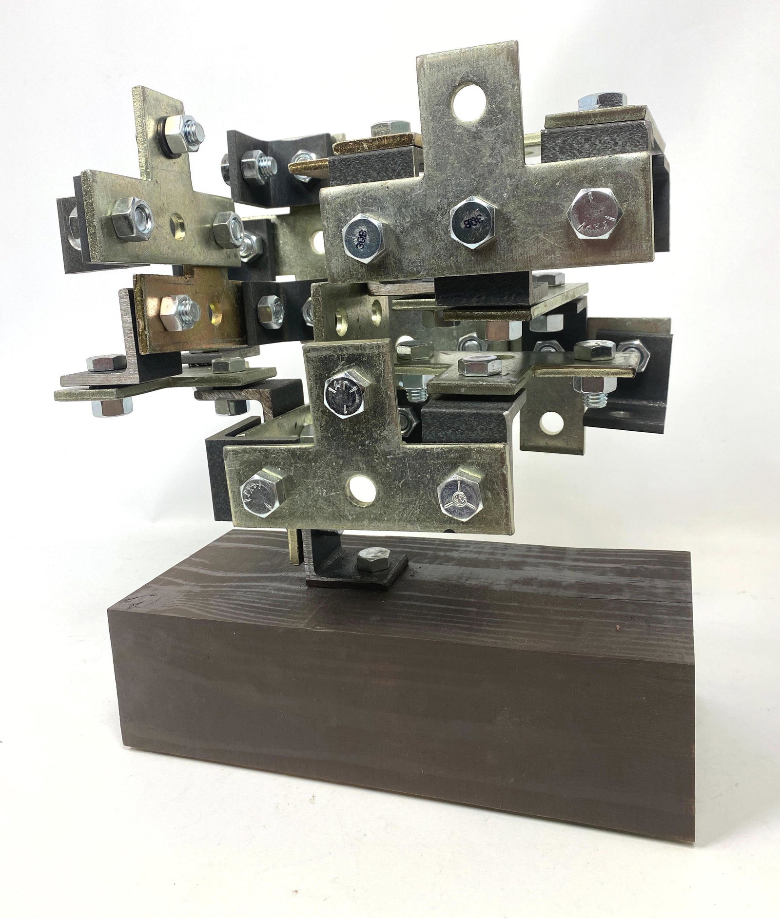 JOE SELTZER Industrial Style Constructed Sculpture. Sig: JOE SELTZER Industrial Style Constructed Sculpture. Signed.-- Dimensions: H: 14 inches: W: 8 inches: D: 14 inches ---