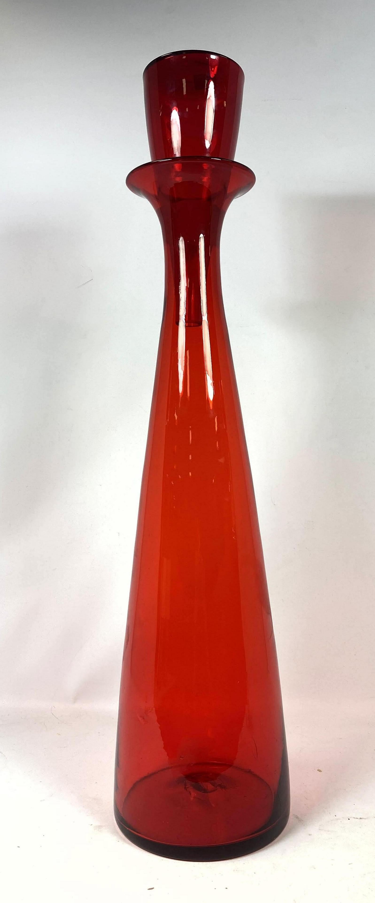Large Red BLENKO Bottle Vase. (1 of 9)