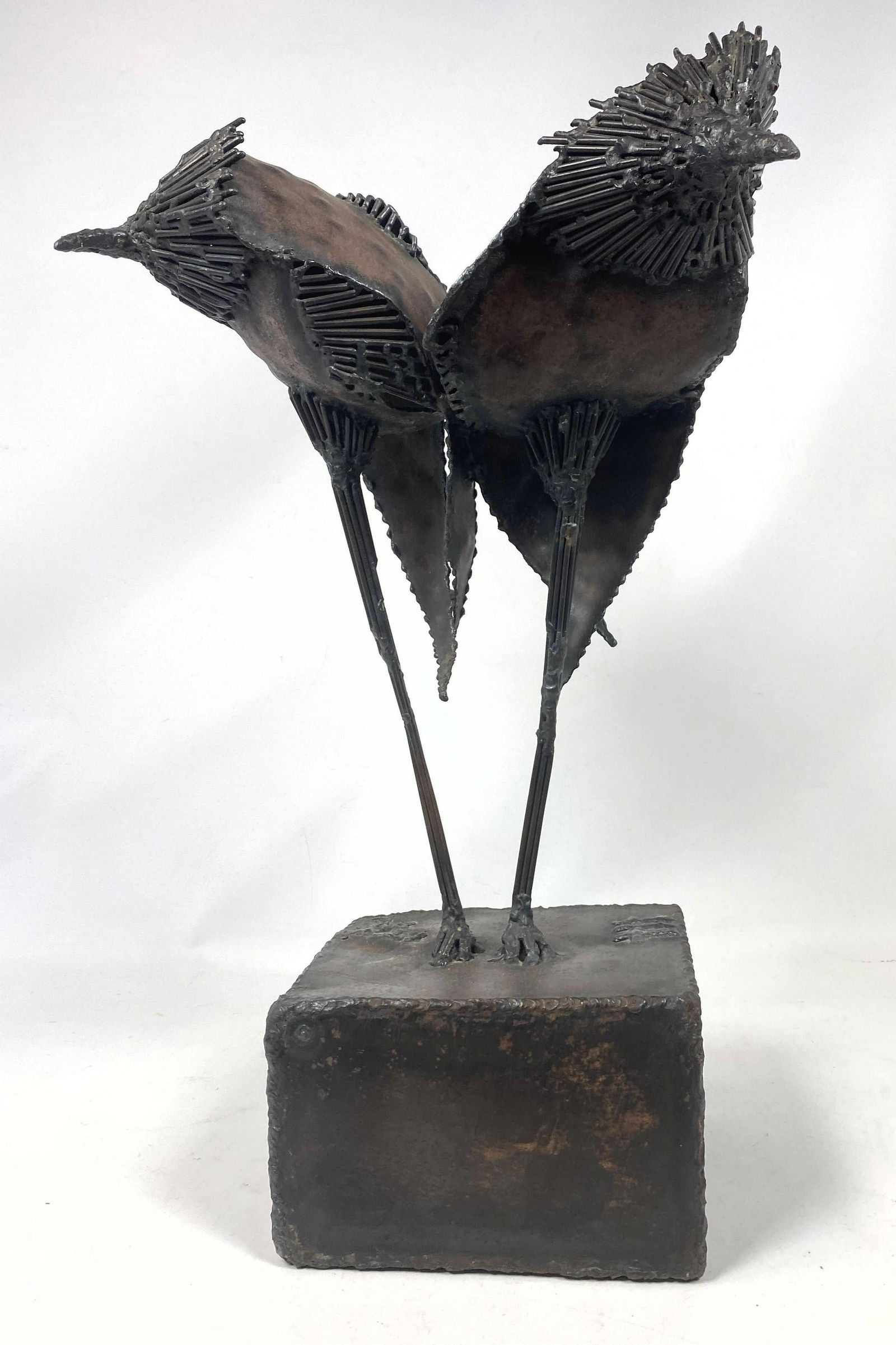 Signed Brutalist Table Sculpture.  Double birds. Welded (1 of 14)