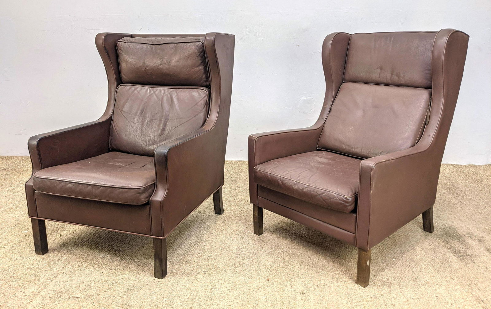 2 BORGE MOGENSEN Leather Wing Chairs.  Slightly differe (1 of 18)