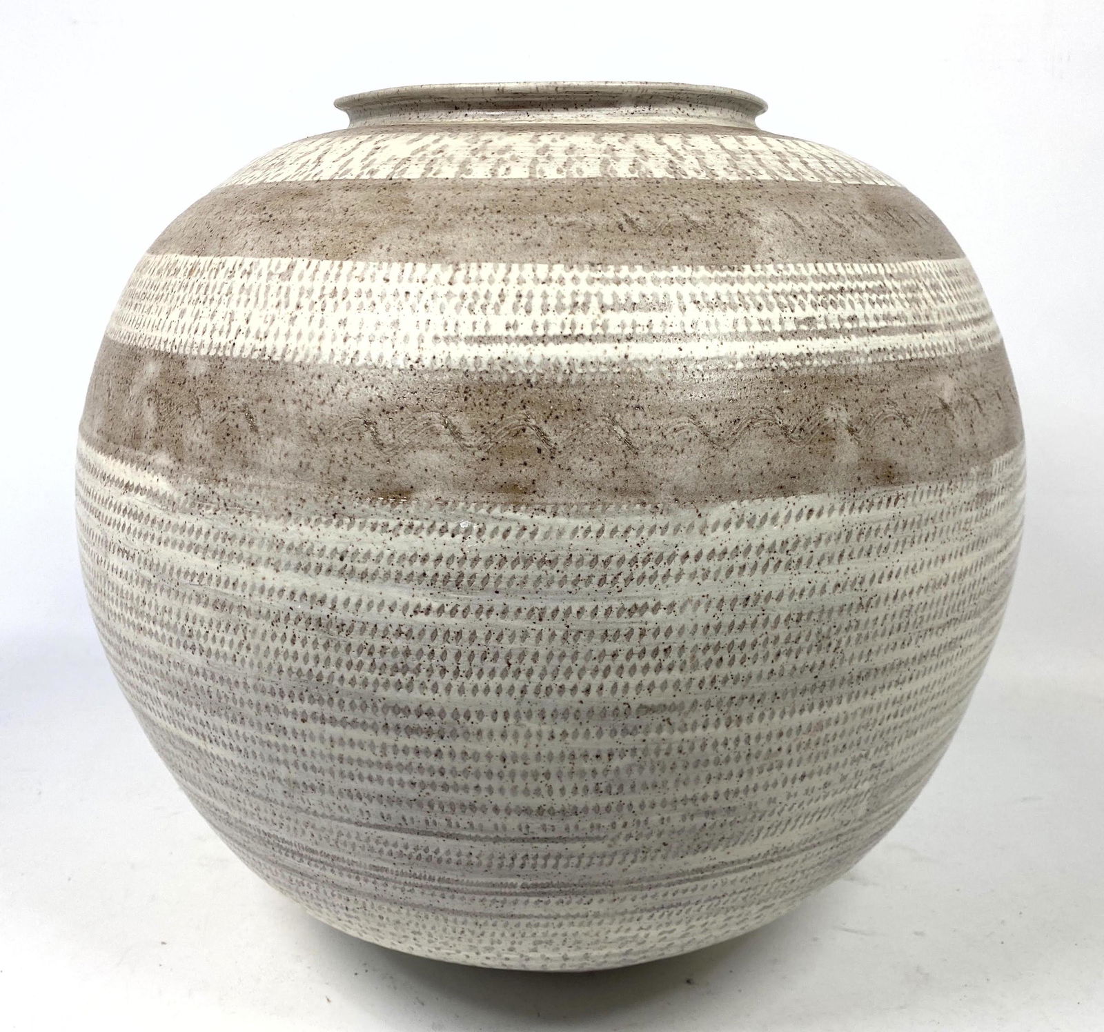 Signed Art Pottery Large Vase. Striped Banded Glaze Des (1 of 6)