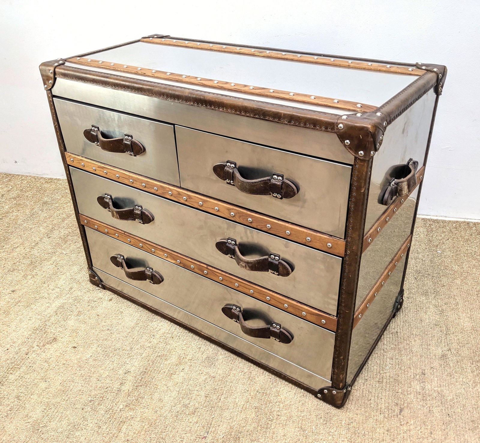 Restoration HArdware Style Dresser Chest.  Leather stra (1 of 13)