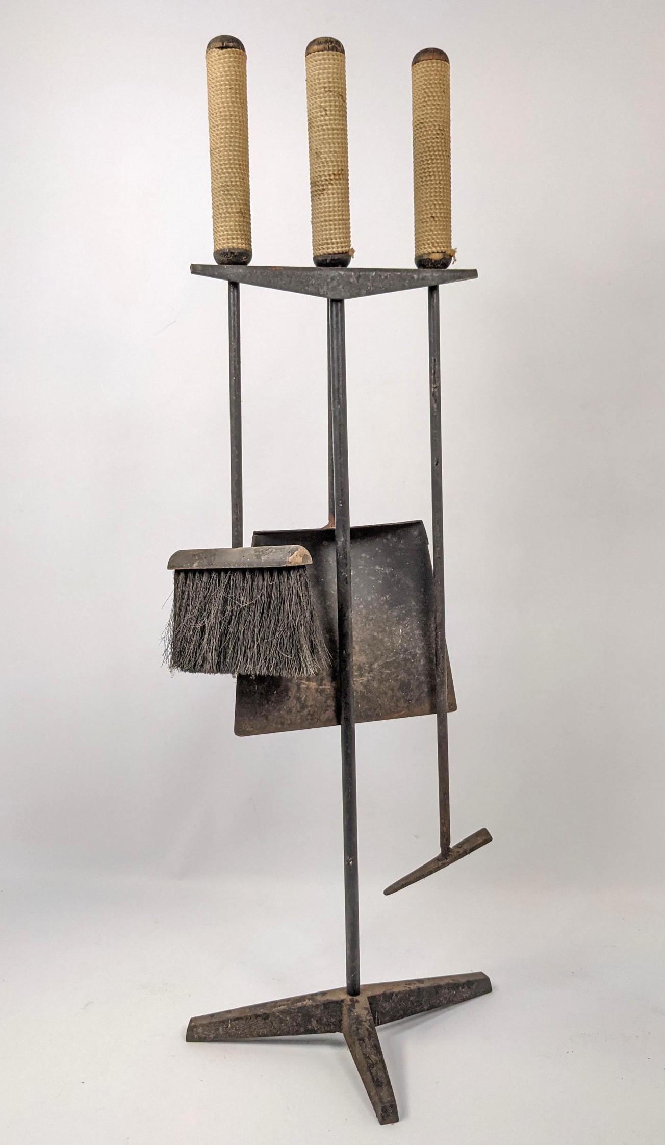Mid Century Modern Fireplace Tools.  Wrapped handles. (1 of 11)