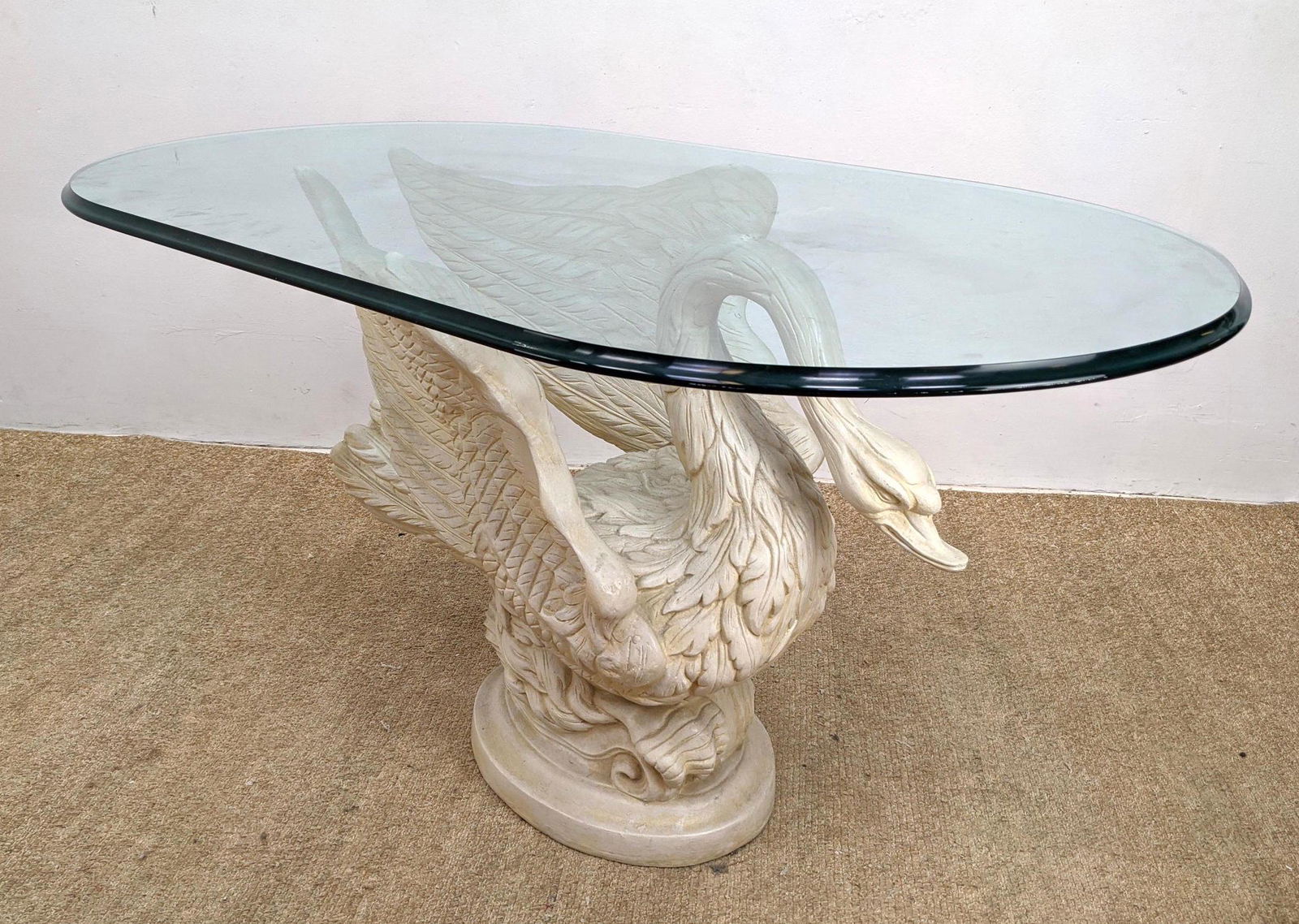 Decorator Swan Form Oval Table with Glass Top. Resin co (1 of 12)