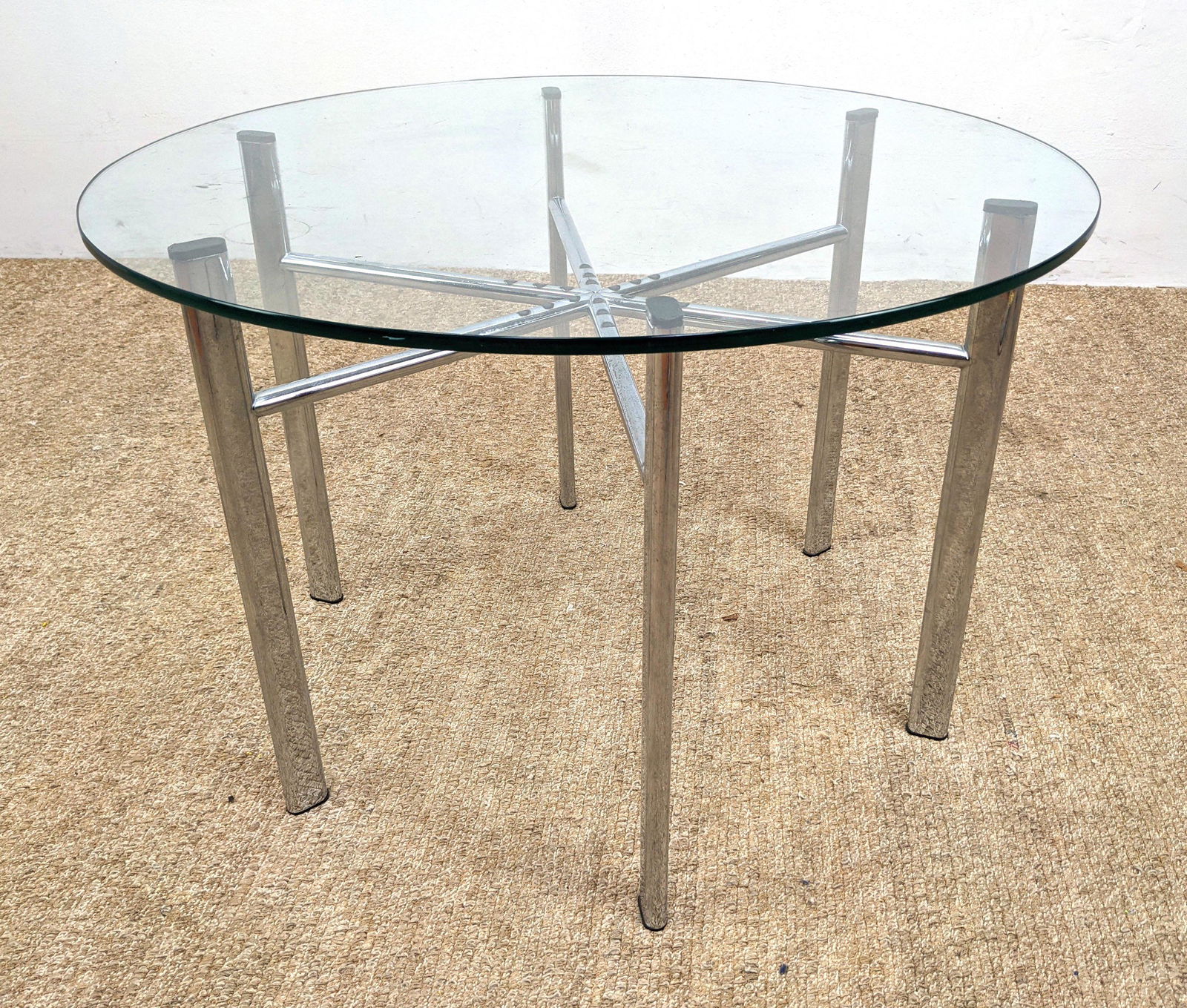 Round Glass Top Chrome Base Cocktail Coffee Table. Six (1 of 14)