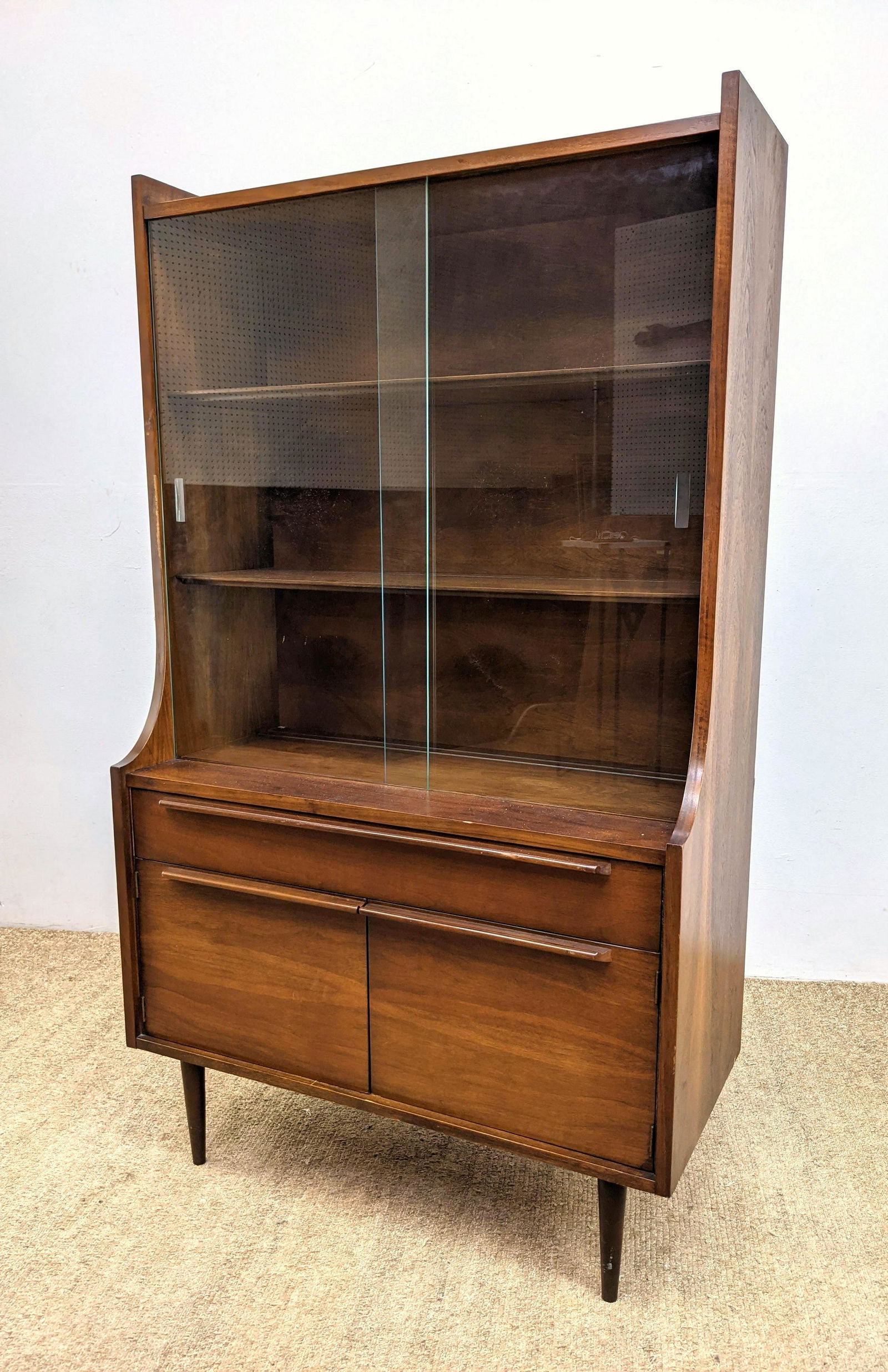 American Modern Walnut China Cabinet.  Glass sliding do (1 of 12)