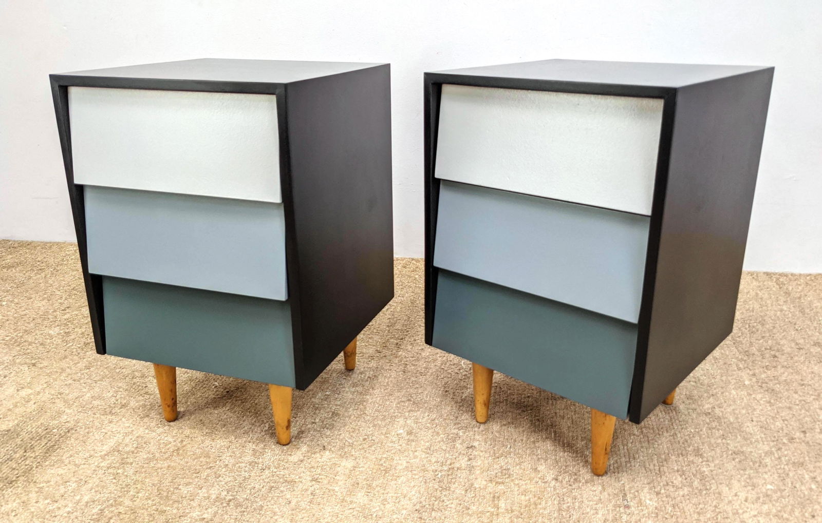 Pr FLORENCE KNOLL Night Stands. Painted Three Drawer Lo (1 of 7)