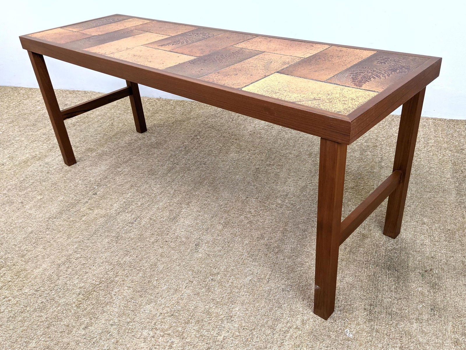 Danish Modern Tile Top Sofa Console Table. Teak Frame. (1 of 10)