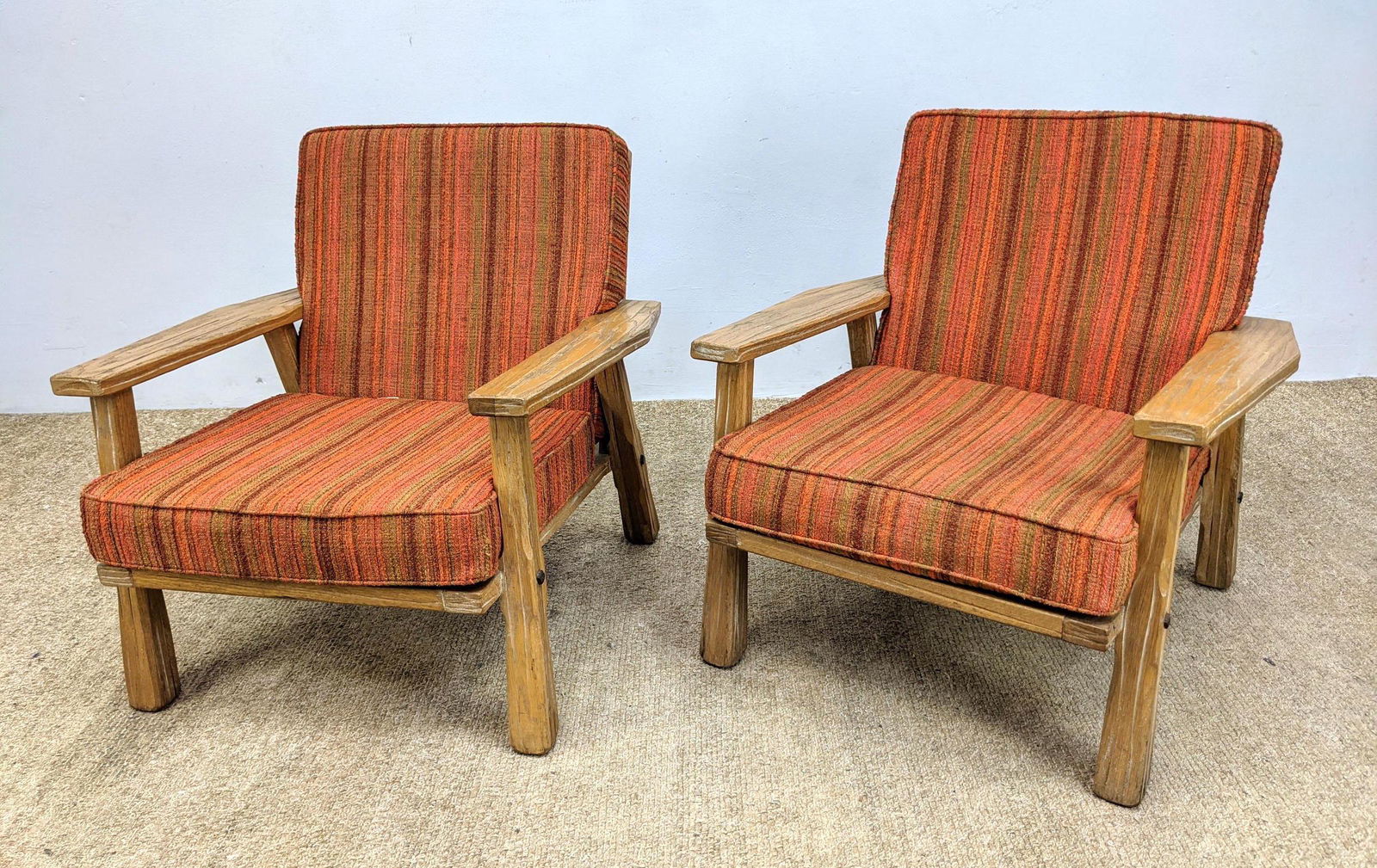 Pair Ranch Oak Style Lounge Chairs. (1 of 10)