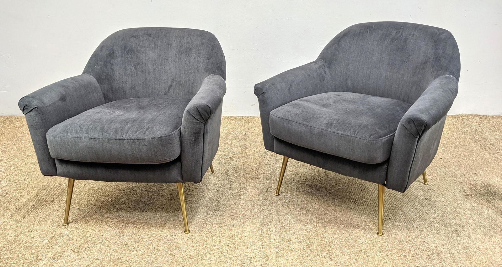 Pr Contemporary modern Lounge Chairs. Gray Upholstered (1 of 13)