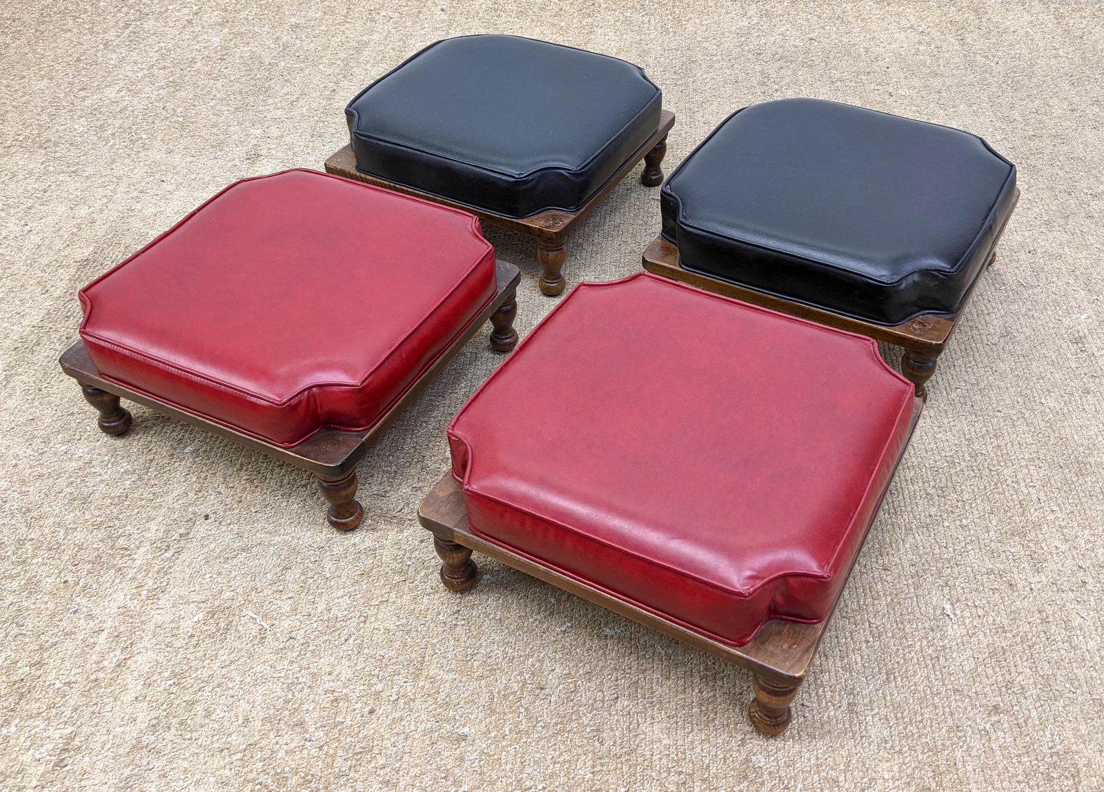 Set 4 Nesting Stacking Upholstered Low Foot Stools Otto (1 of 8)