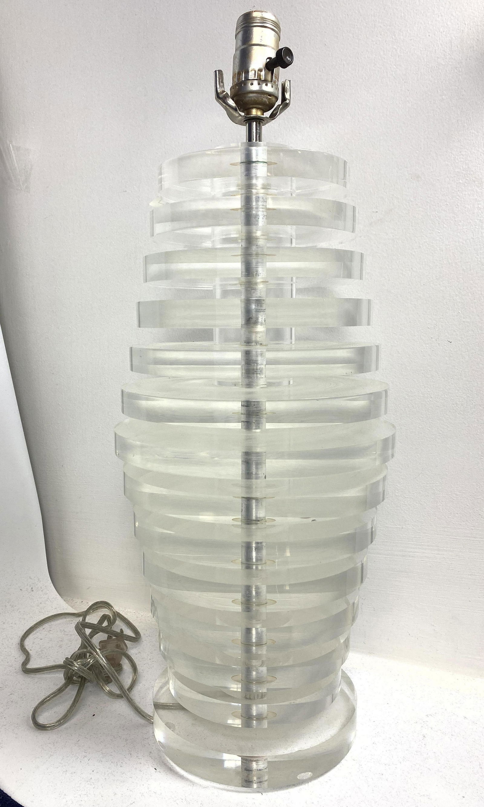 Tapered Stacked Lucite Modernist table Lamp. Heavy (1 of 6)