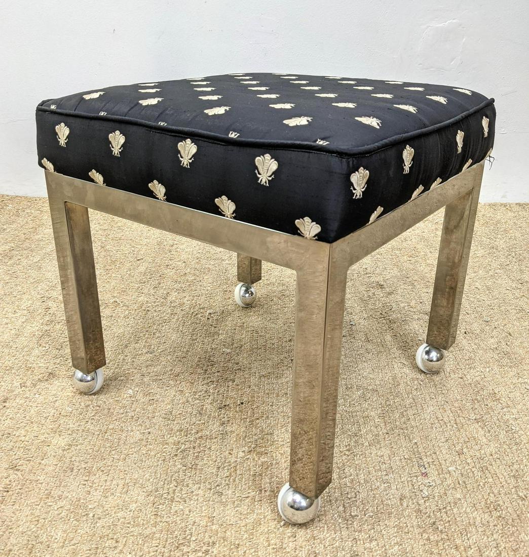 Chrome Frame Upholstered seat rolling bench stool. Bee (1 of 8)