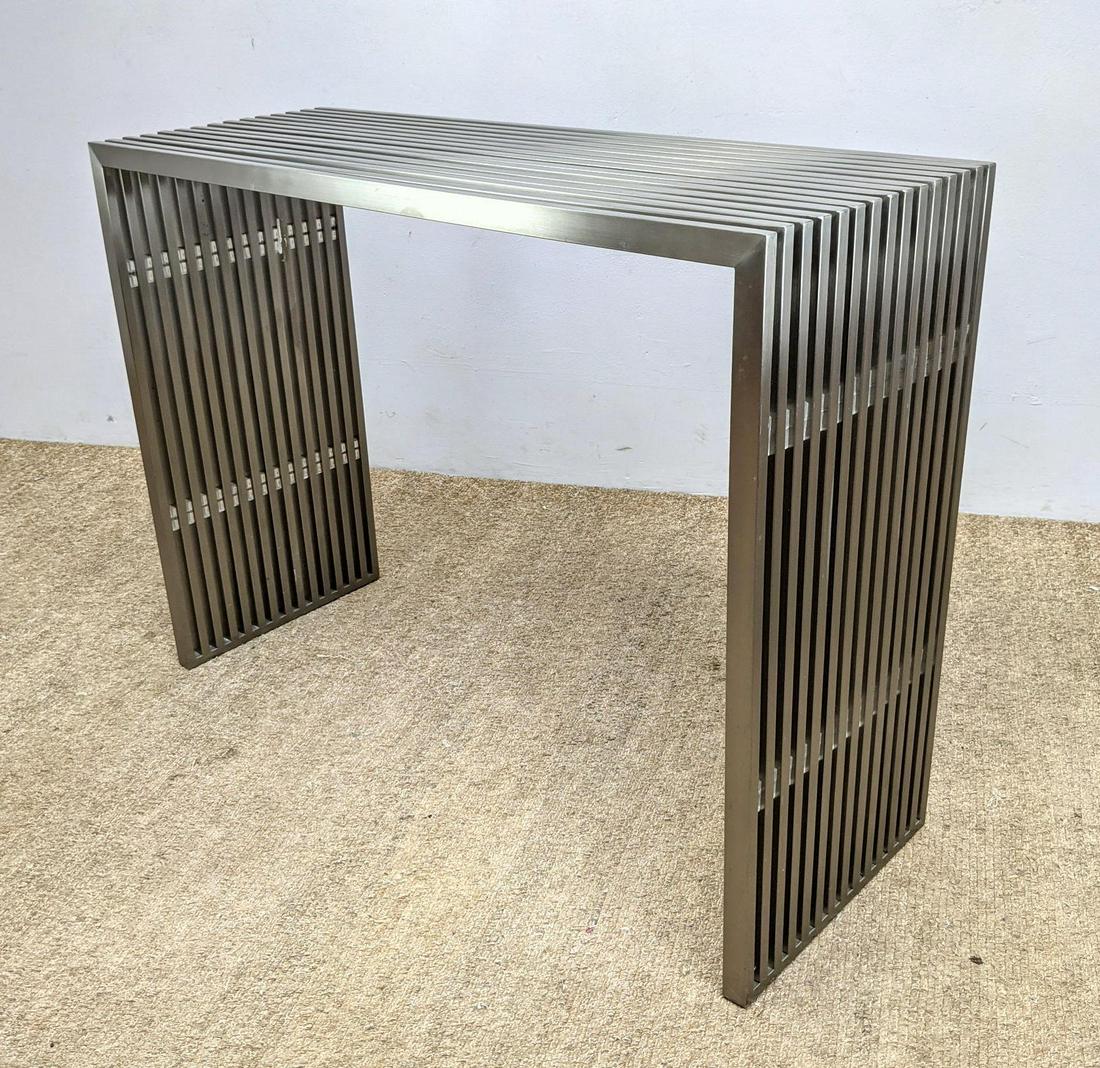 Chromed Metal Modernist Slat Console Sofa Table. DIA st (1 of 10)