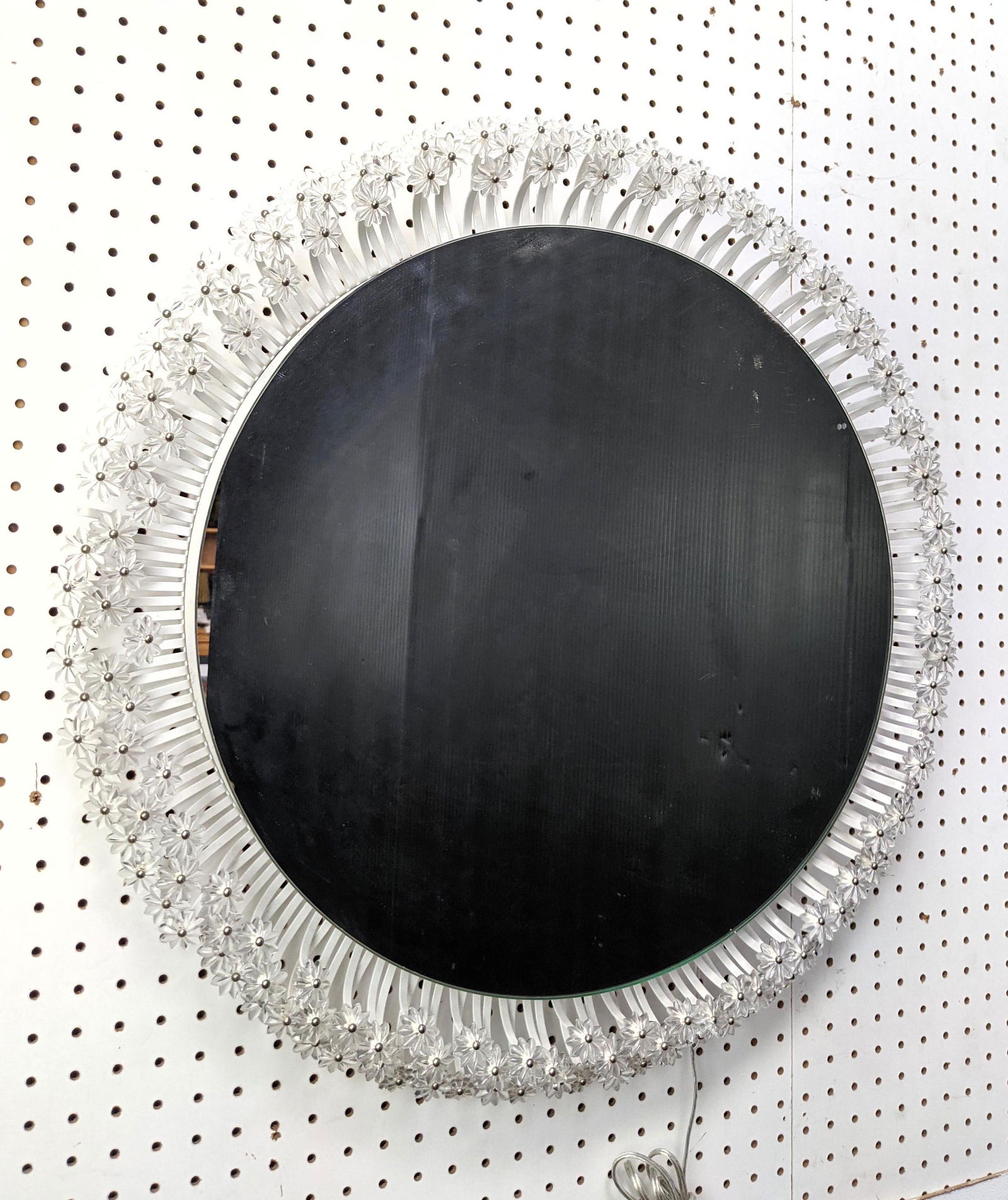 Modernist Back Lit Wall Mirror Floral frame with round (1 of 14)